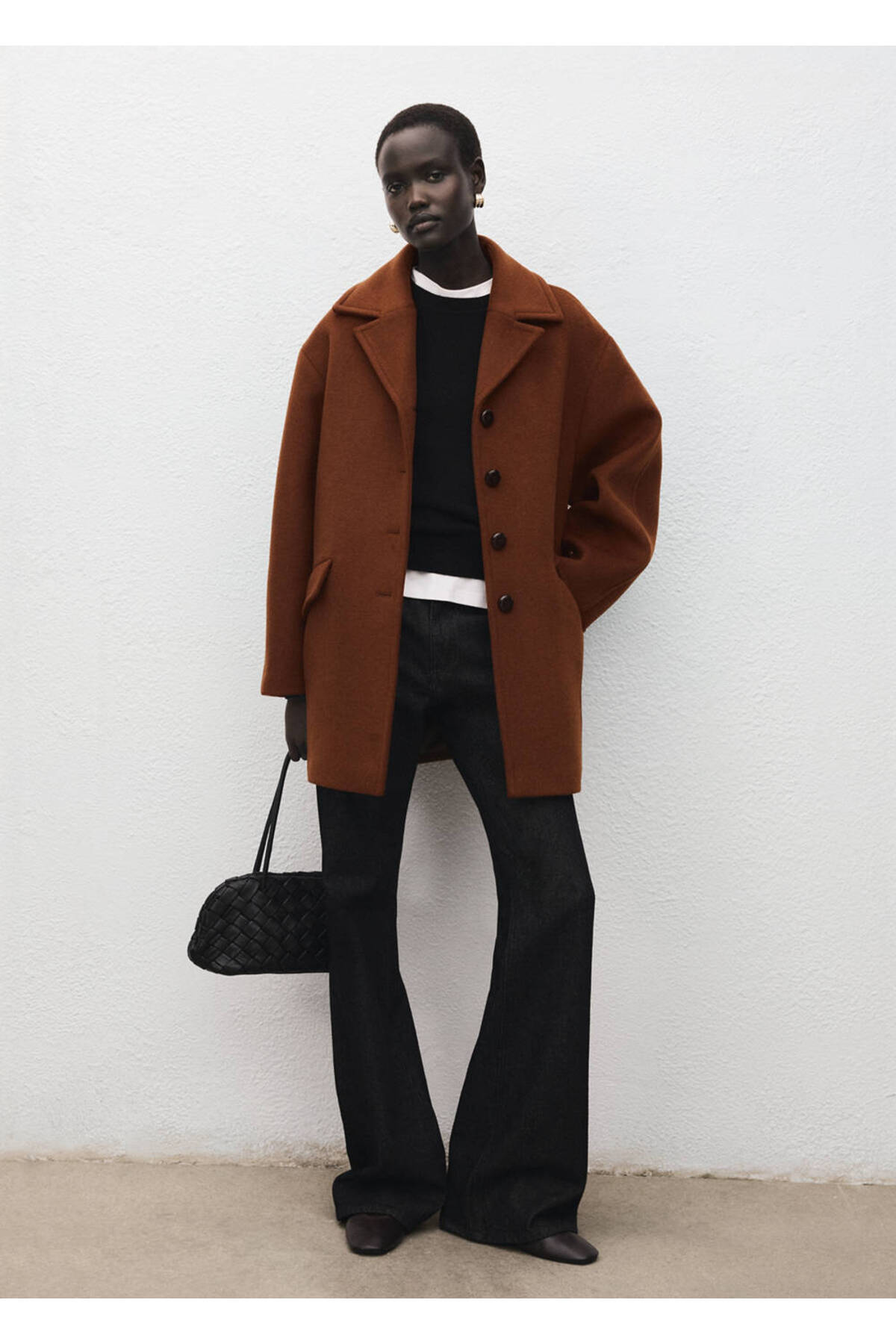 MANGO  Yün karışımlı düğmeli palto - Görsel 2