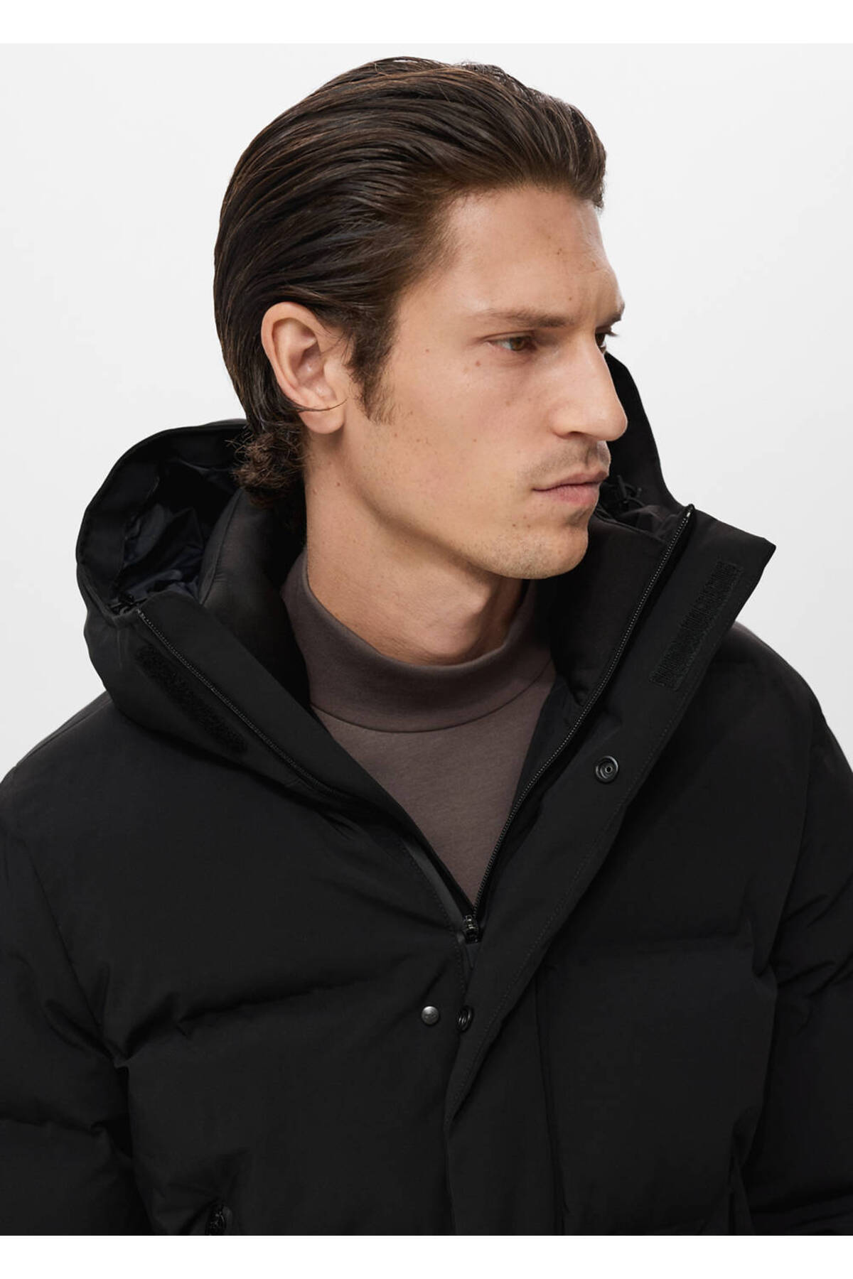 Thermolite® dolgulu waterproof kumaş uzun anorak — مشکی 17099204 — تصویر 7 از 8