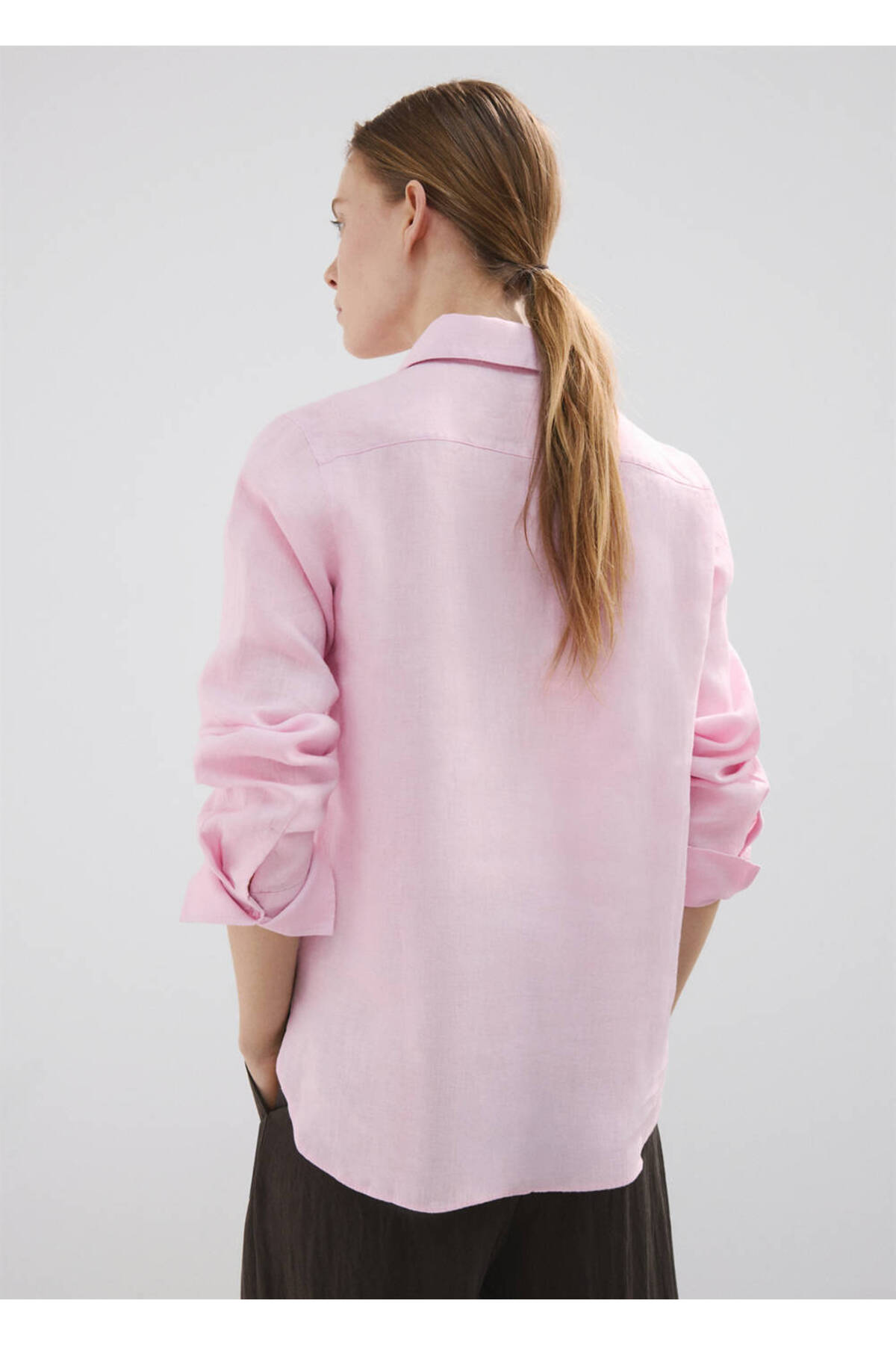 MANGO  Düz kesim keten gömlek - Görsel 4