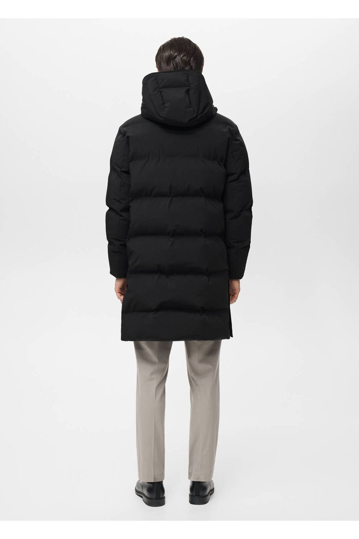 Thermolite® dolgulu waterproof kumaş uzun anorak — مشکی 17099204 — تصویر 4 از 8