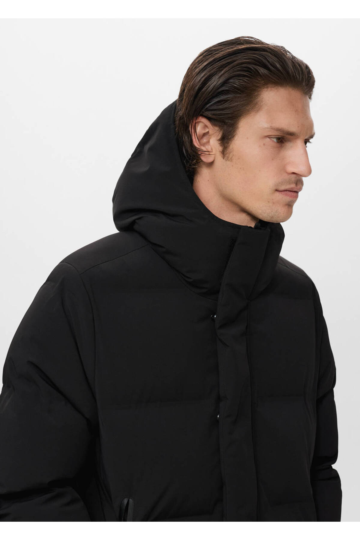 Thermolite® dolgulu waterproof kumaş uzun anorak — مشکی 17099204 — تصویر 6 از 8