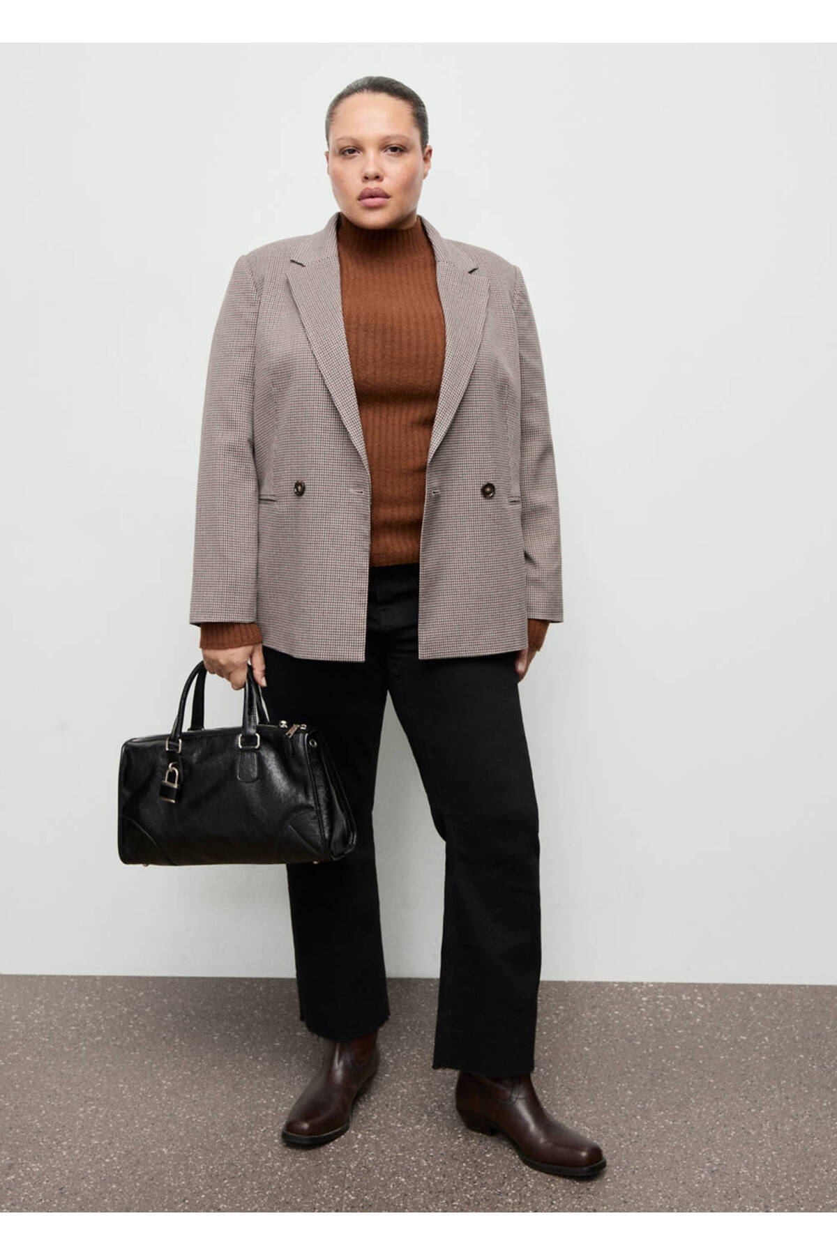 MANGO  Mikro kazayağı desenli çift düğmeli blazer ceket - Görsel 8