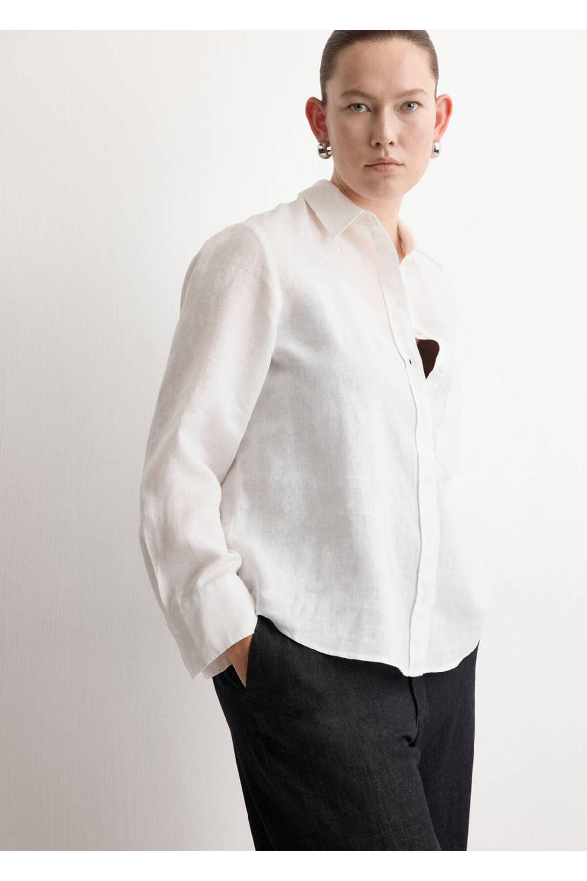 MANGO  Cepli keten gömlek - Görsel 8