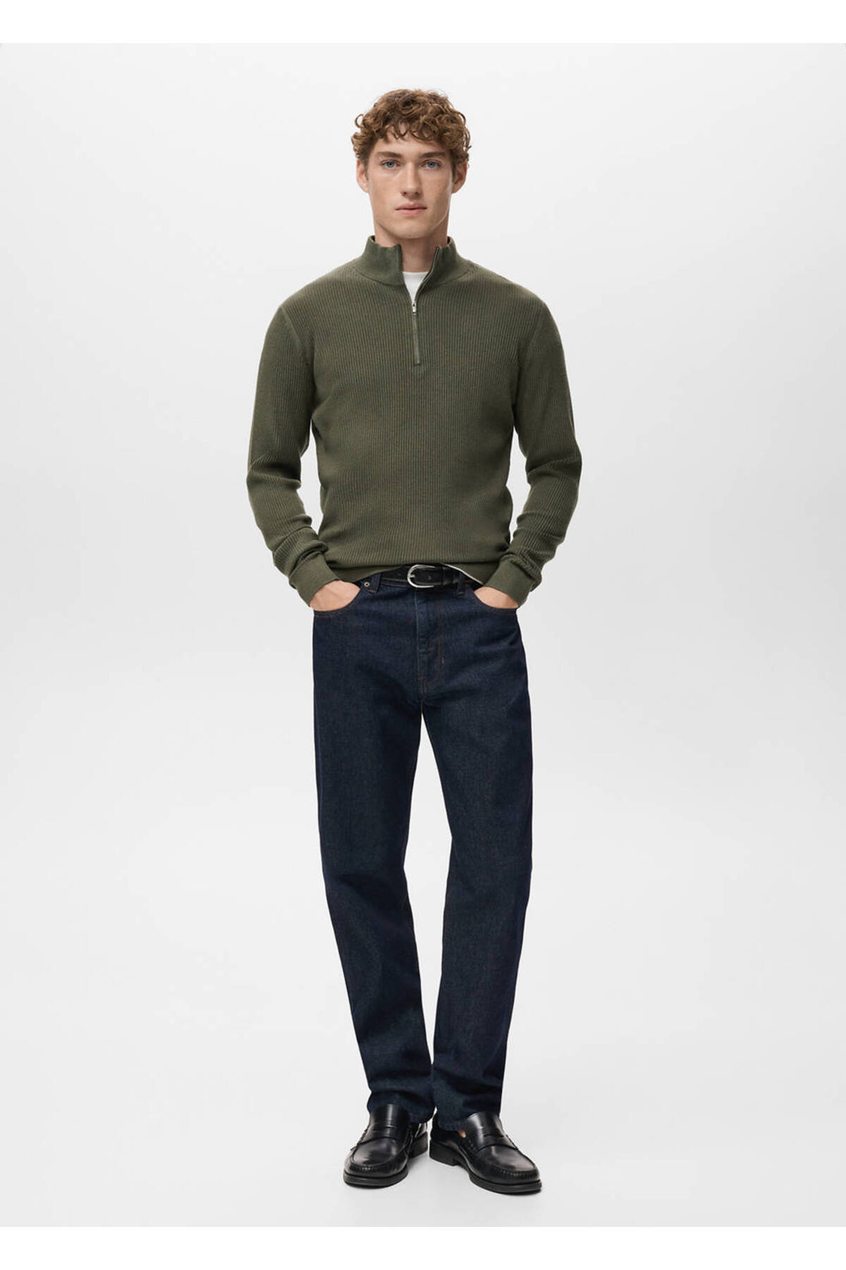 MANGO Man  Ribana fermuarlı yaka kazak - Görsel 2