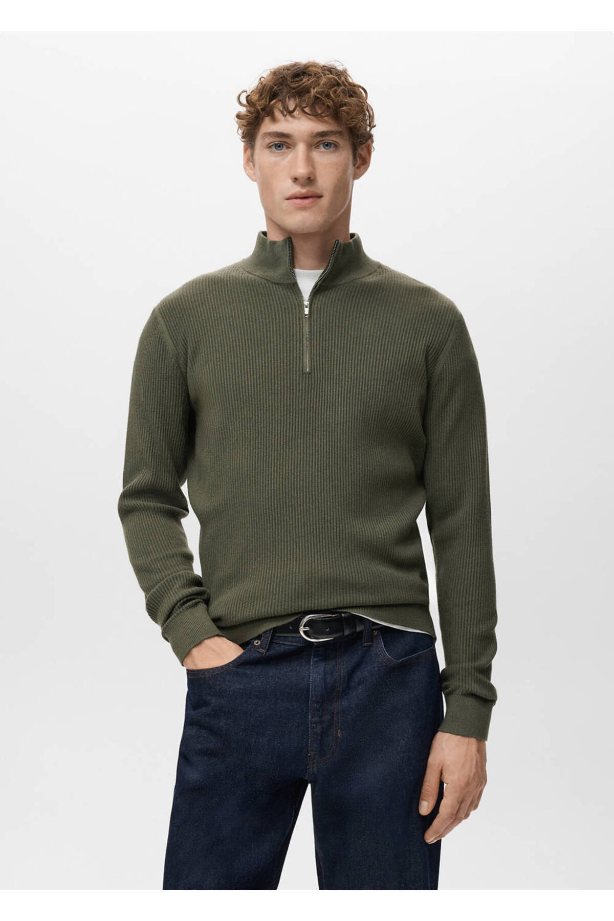 MANGO Man  Ribana fermuarlı yaka kazak