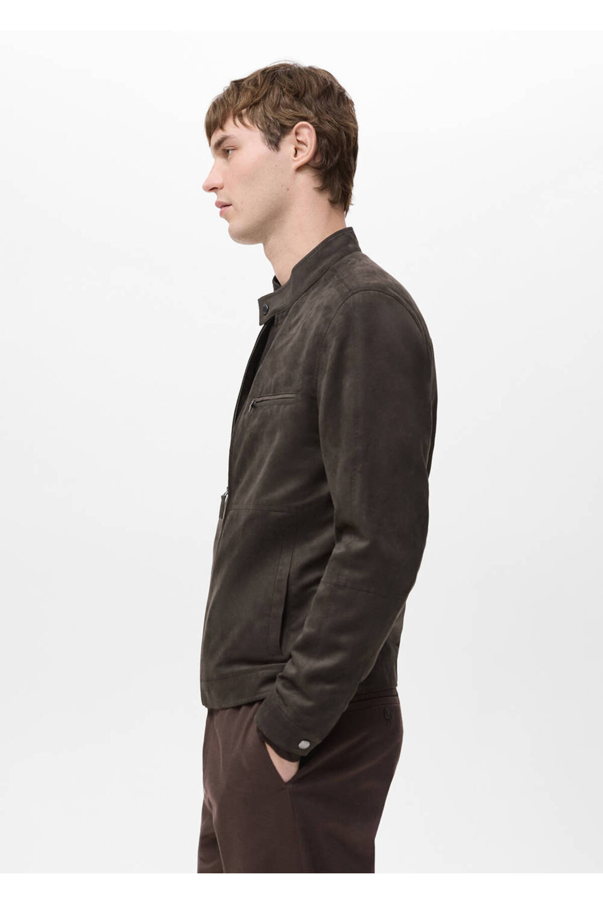 MANGO Man  Suni süet biker ceket - Görsel 7