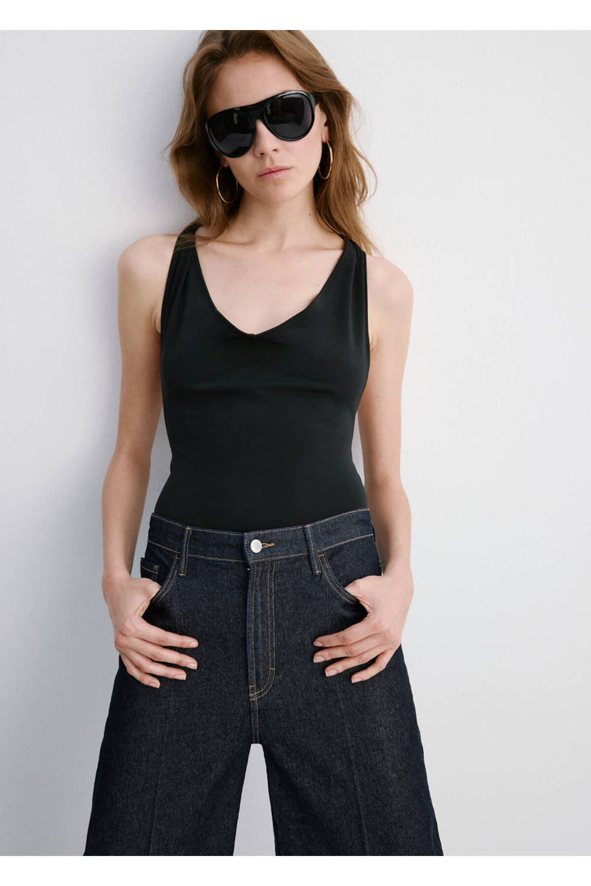 MANGO  Yüksek belli Wideleg jean - Görsel 6
