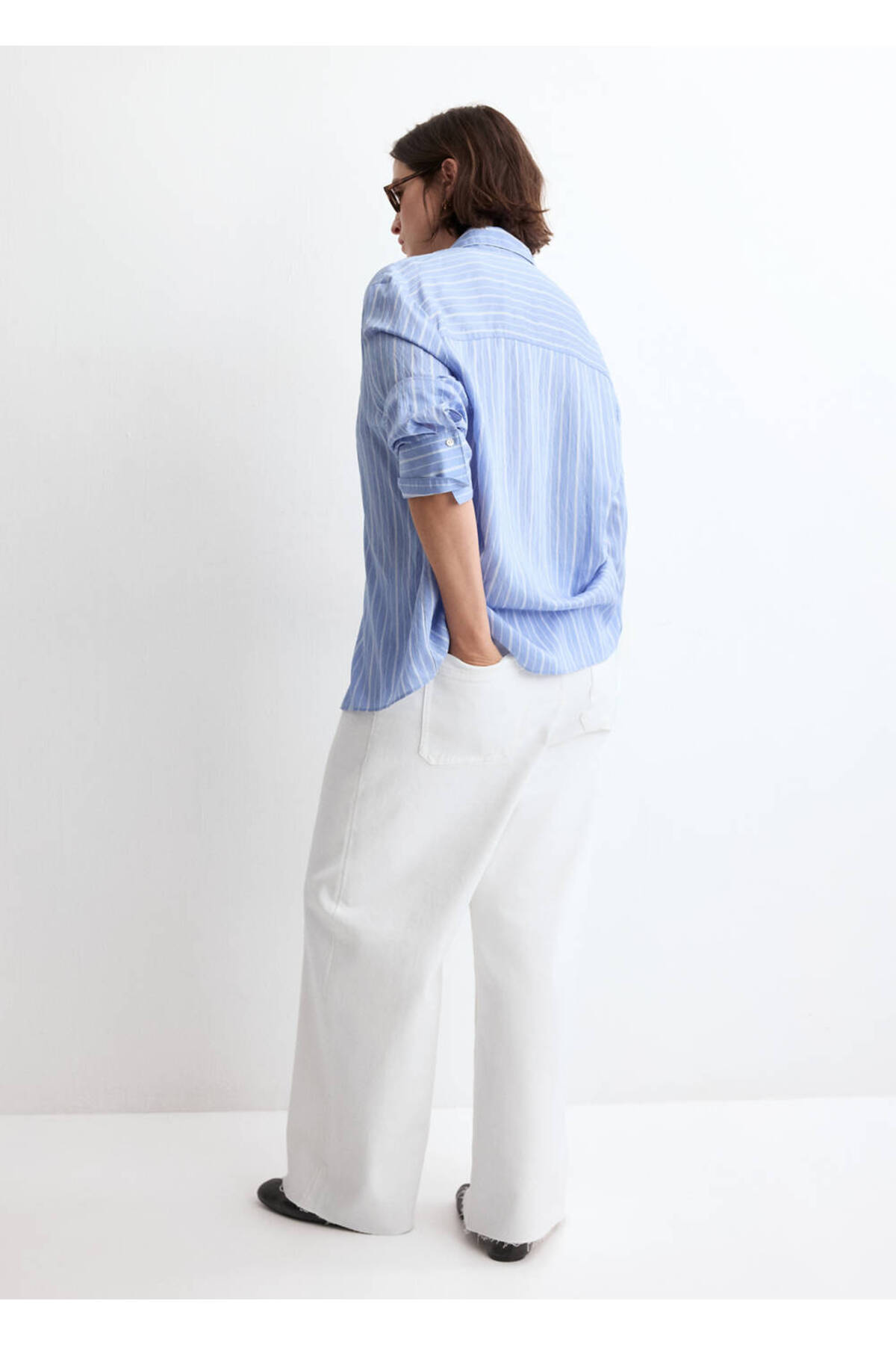 MANGO  Catherin yüksek belli culotte jean pantolon - Görsel 8