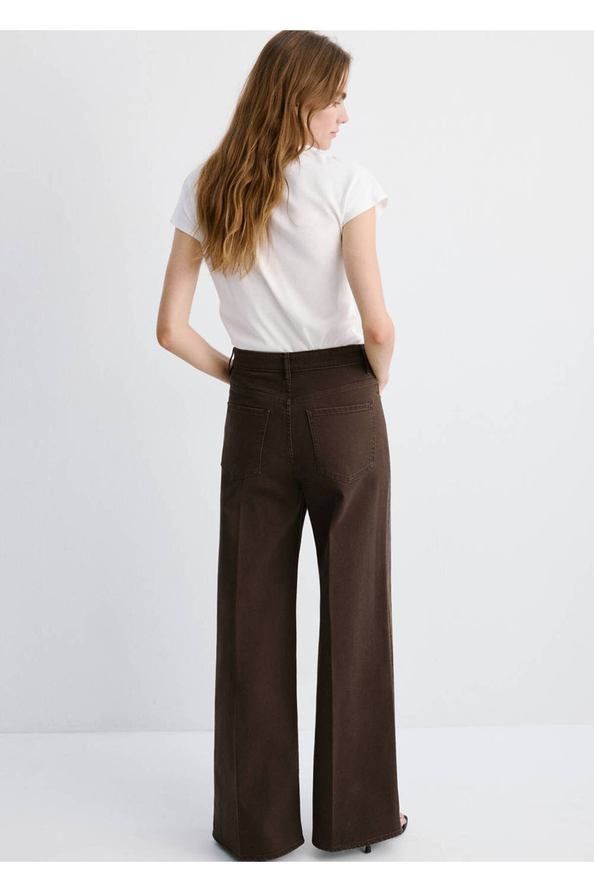 MANGO  Yüksek bel wide leg jean pantolon - Görsel 4