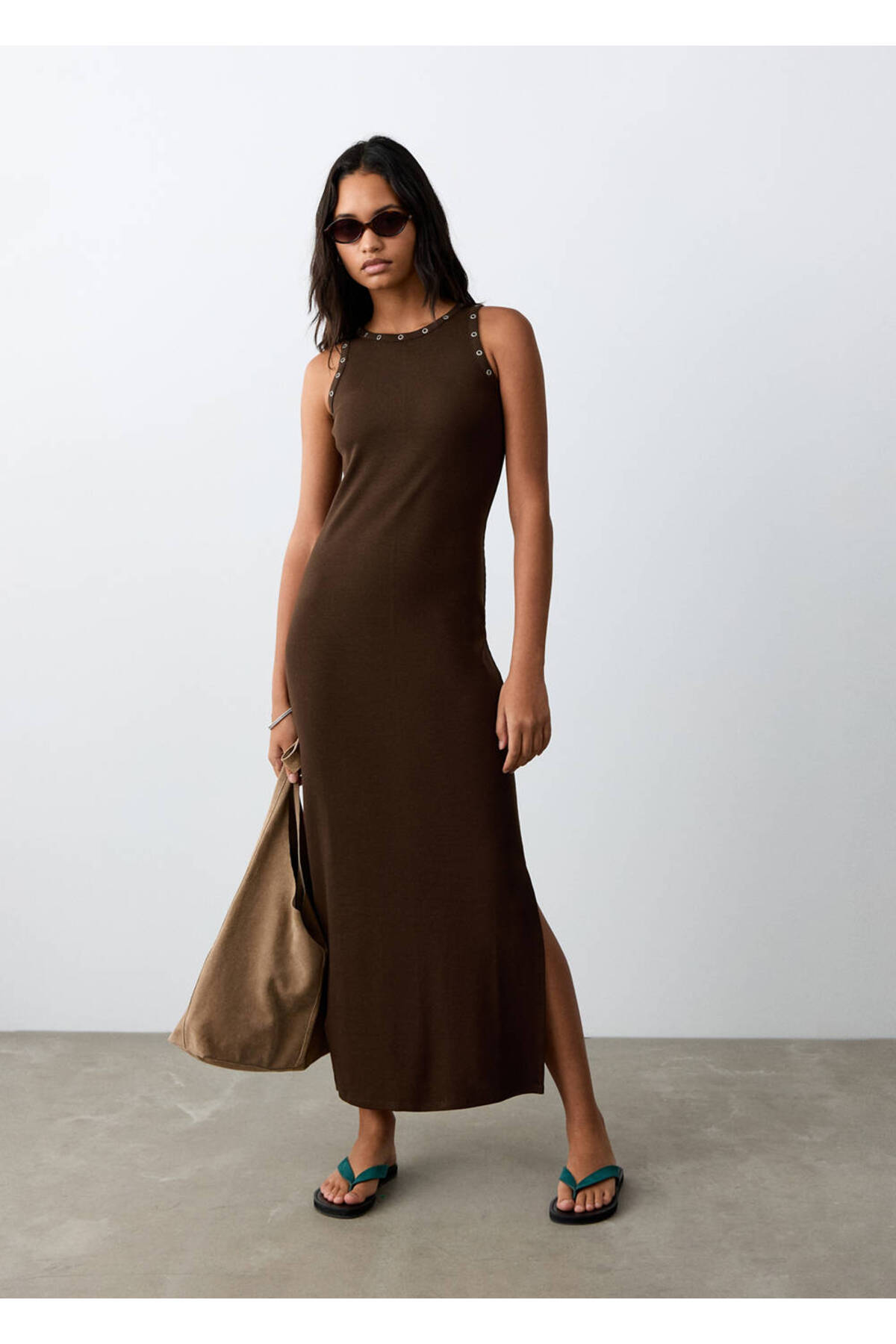 MANGO Teen  Uzun triko zımbalı elbise - Görsel 2