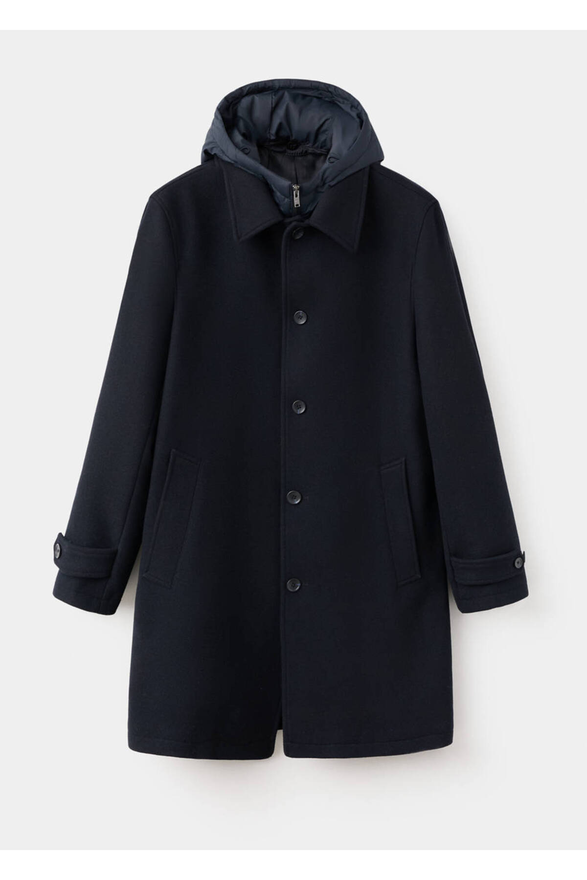 MANGO Man  Çıkarılabilir kapüşonlu yün ceket - Görsel 3