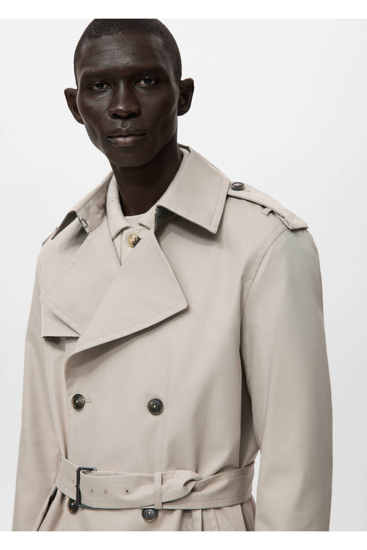 MANGO Man  Kemerli su itici trençkot - Görsel 6