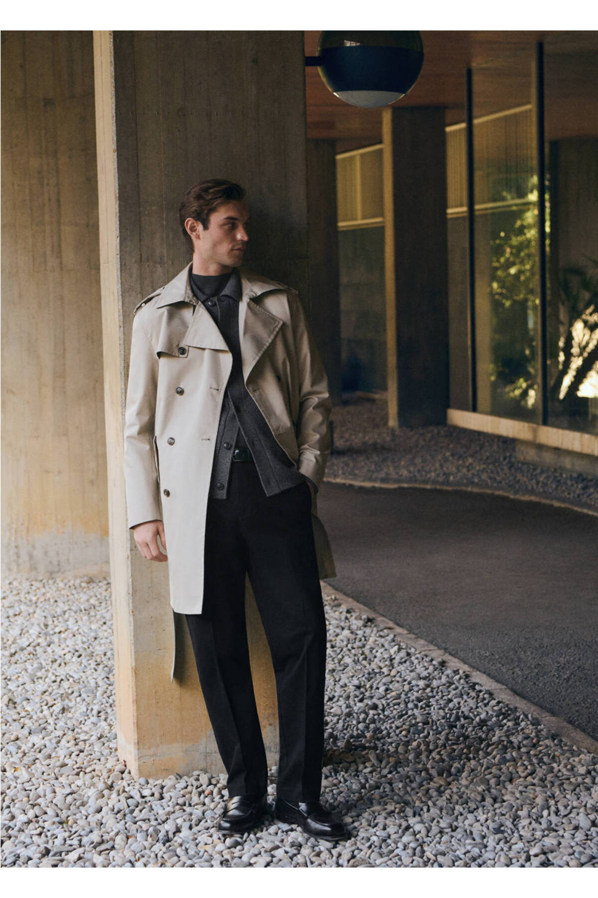 MANGO Man  Kemerli su itici trençkot - Görsel 8