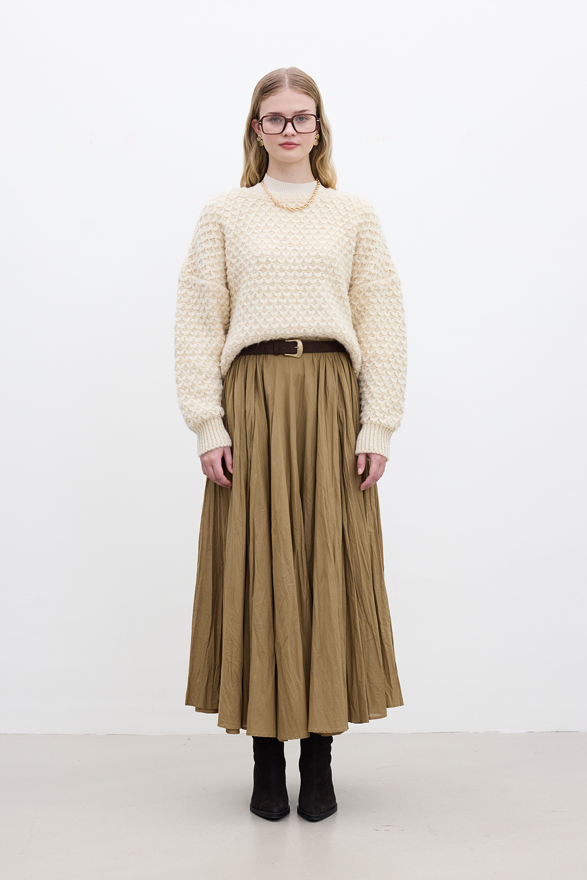 PILISE MAXI SKIRT EARTH