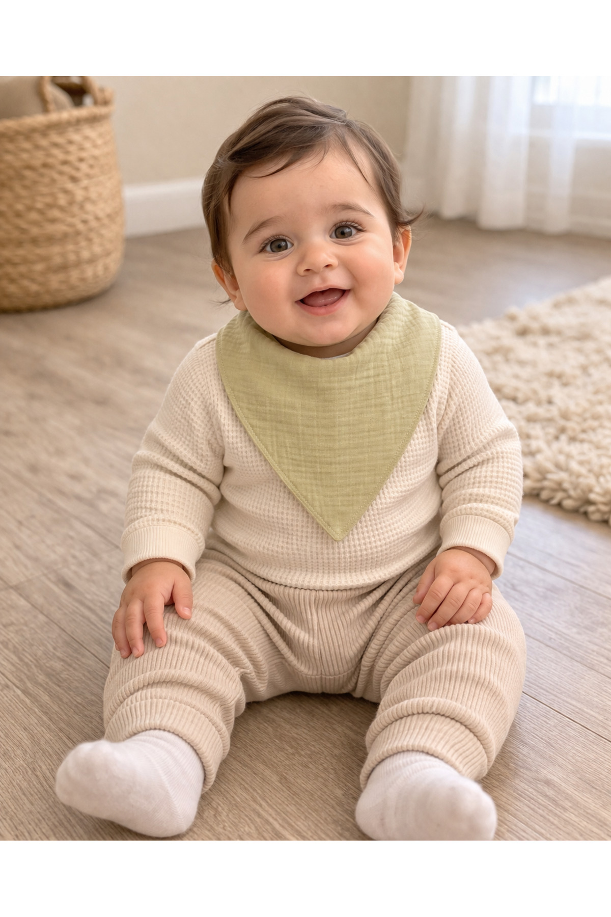 Enhitbaby 5 Adet Sıvı Geçirmez Müslin Fular Önlük Set, %100 Pamuk, Yıkanabilir fotoğrafı 3 (önizleme)