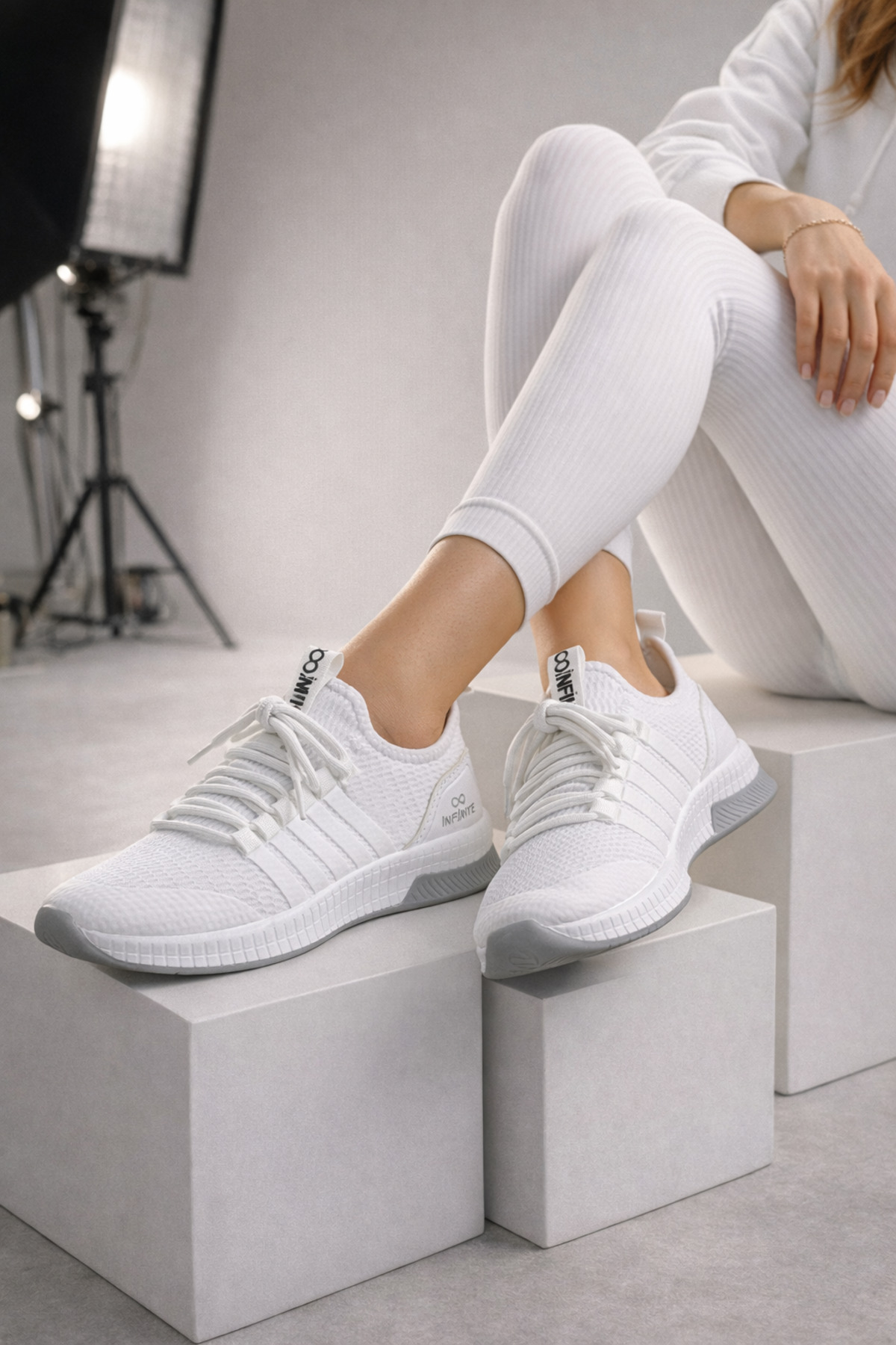 infinite8  Kadın Erkek Bez Spor, Günlük Ayakkabı Beyaz