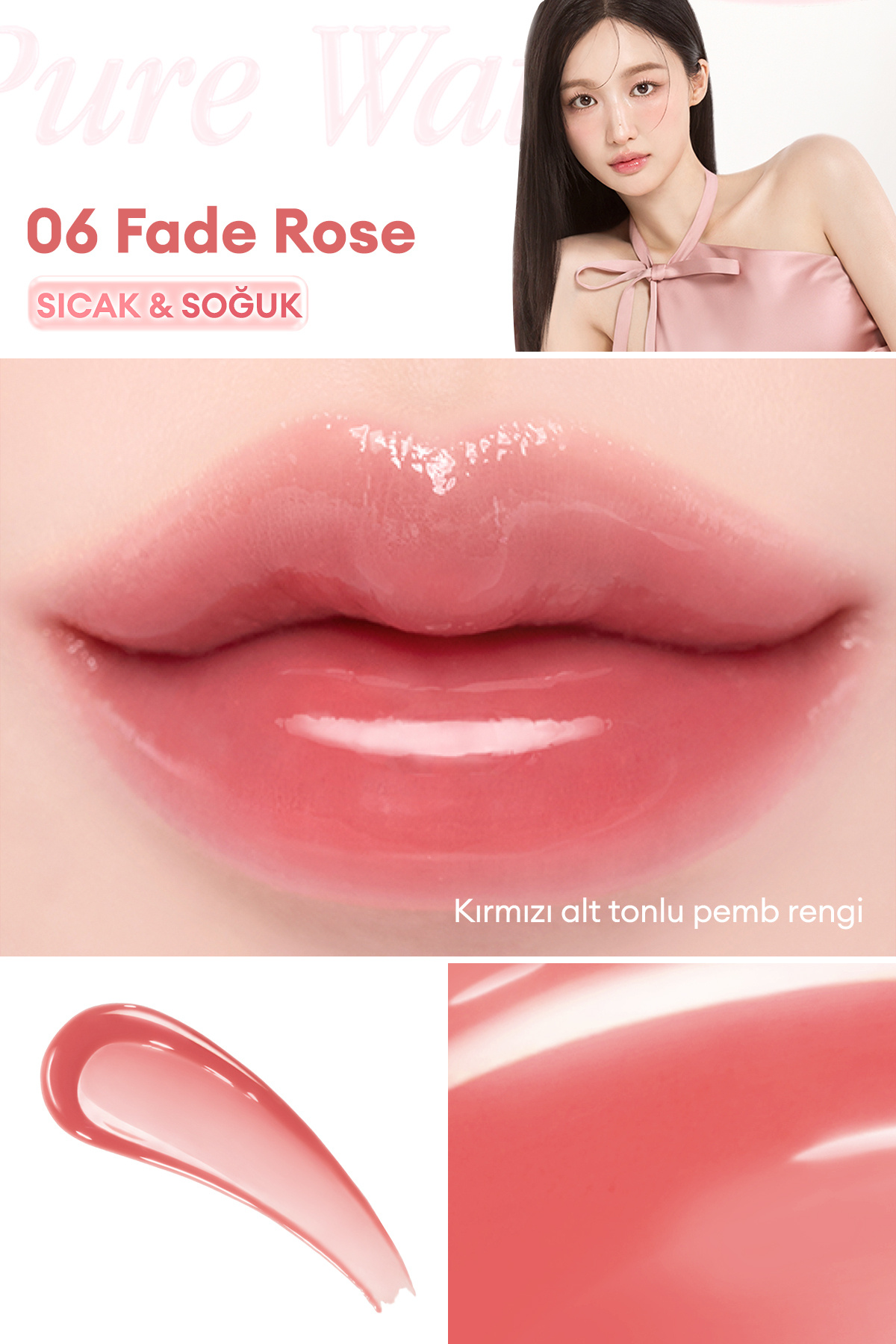 برق لب مرطوب کننده و مغذی، برق لب پیور واتر (06 Fade Rose) — صورتی 111677 — تصویر 3 از 9