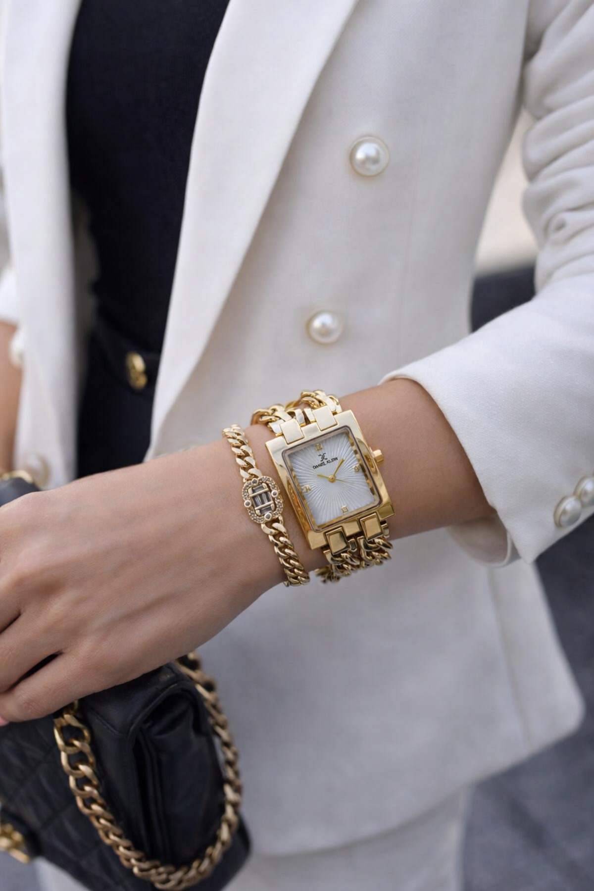 Daniel Klein  Zincirli Desenli Efsane Model Çelik Kordon 30 Mt Suya Dayanıklı Kadın Kol Saati Bileklik - Görsel 3