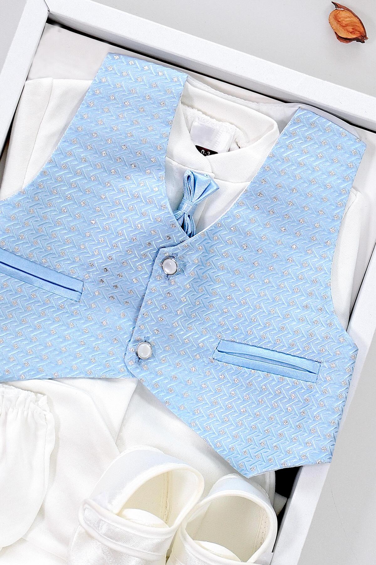 Sitilin Erkek Bebek Yelekli Kravatlı Mevlit Takımı Lüks Özel Gün ve Mevlütlük Süslü Set 0 - 3 AY STL6652 fotoğrafı 4 (önizleme)