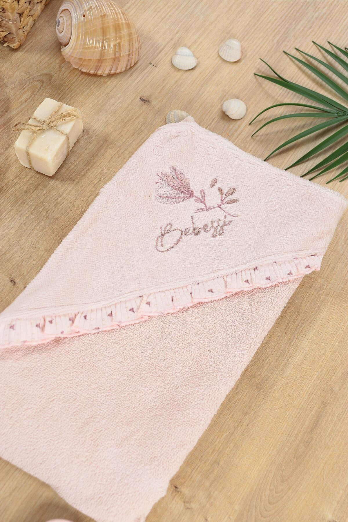 Sitilin Kız Bebek Lüks Bornoz Takımı Havlu Seti % 100 Pamuk Kumaş 0- 2 Yaş STL6582 fotoğrafı 5 (önizleme)