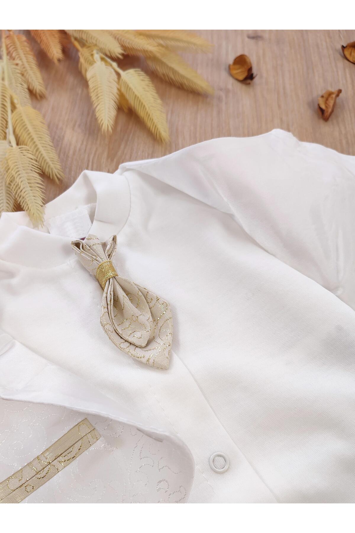 Sitilin Erkek Bebek Yelekli Kravatlı Mevlit Takımı Lüks Özel Gün ve Mevlütlük Süslü Set 0 - 3 AY STL6625 fotoğrafı 6 (önizleme)