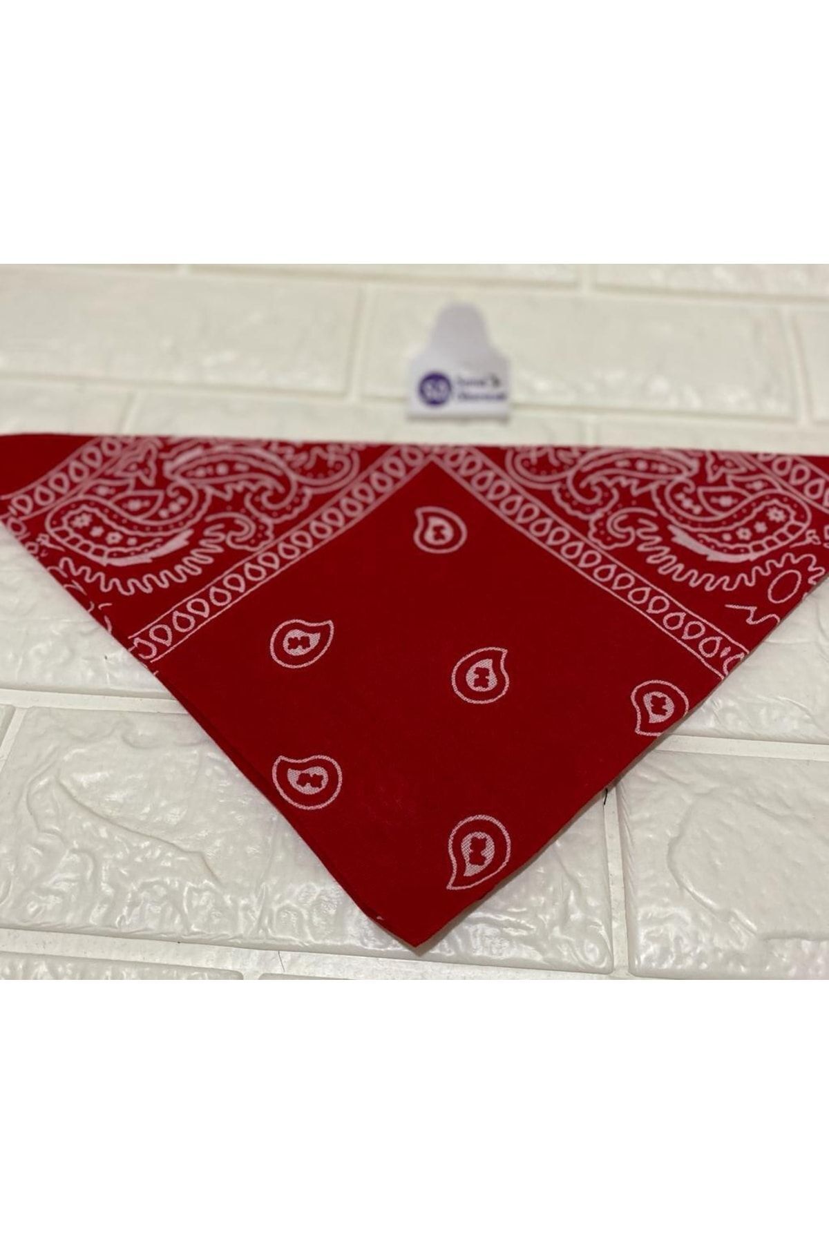 sema aksesuar Kırmızı %100 Pamuk Unisex Etnik Desenli Bandana- Fular -Yeni Yıl Hediyesi yıl başı hediyesi görsel 3