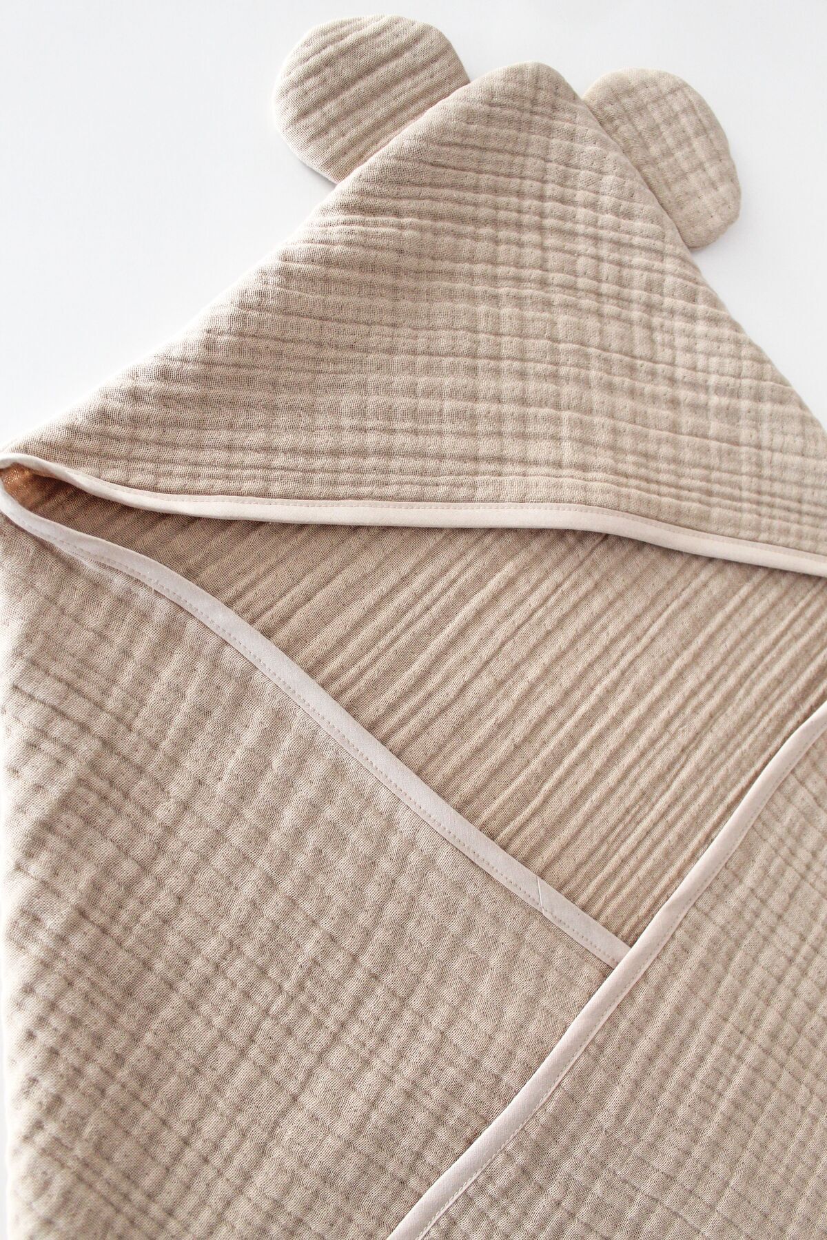 O&G Collection Kum Beji %100 Pamuklu Organik 4 Katlı Multi Müslin Bebek - Çocuk Havlu / Bornoz / Deniz fotoğrafı 3 (önizleme)