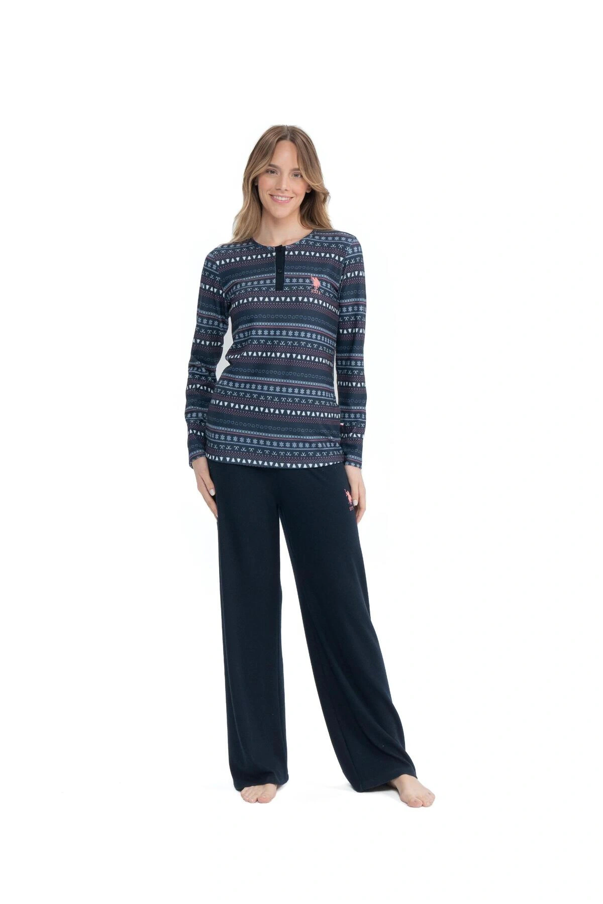 ست پیژامه زنانه سرمهای دکمهدار با پاچه گشاد U.S. Polo Assn. — 1