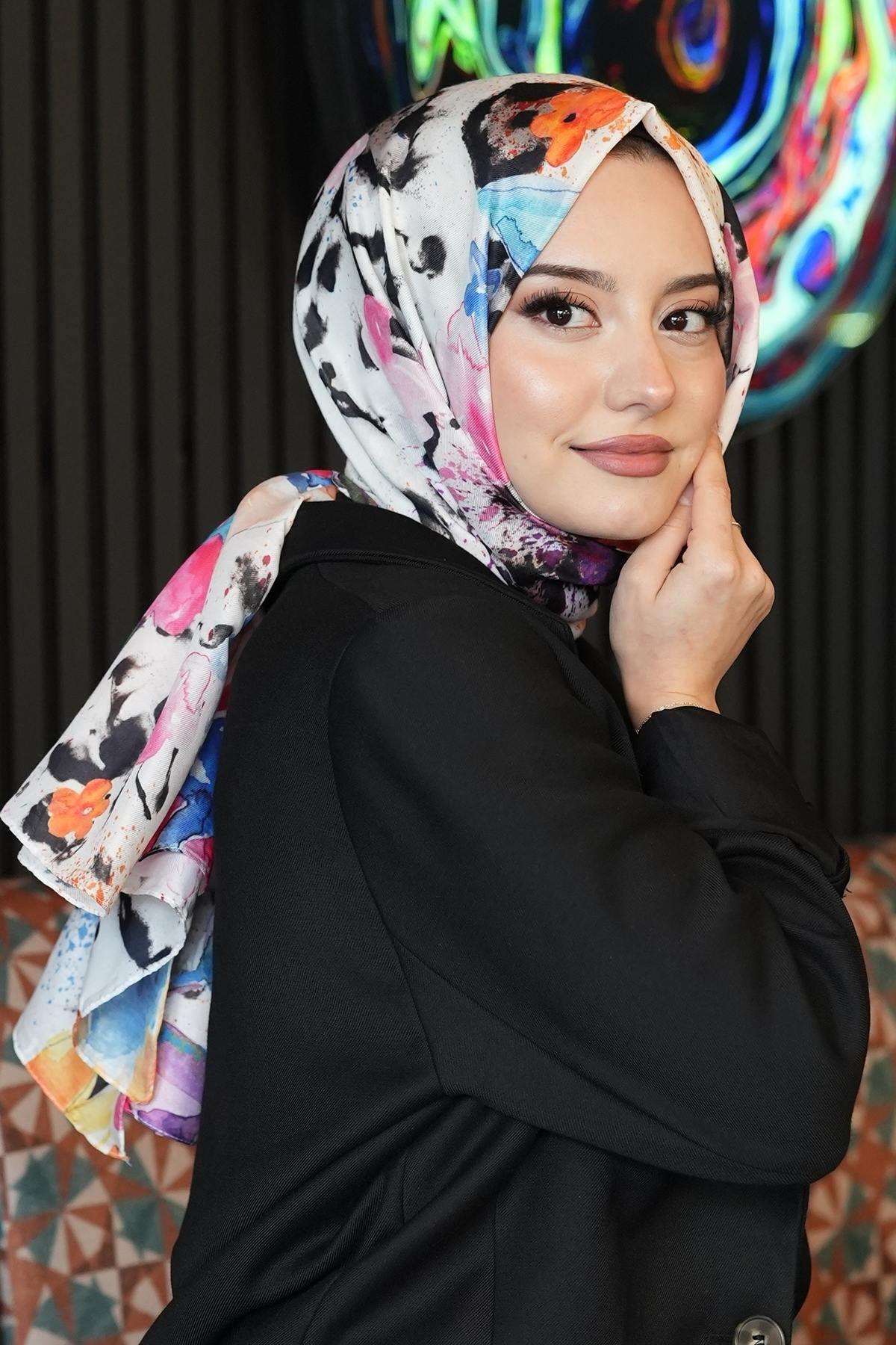 AFVENTE Çiçek Desen Renkli Soft Pamuk Şal görsel 4