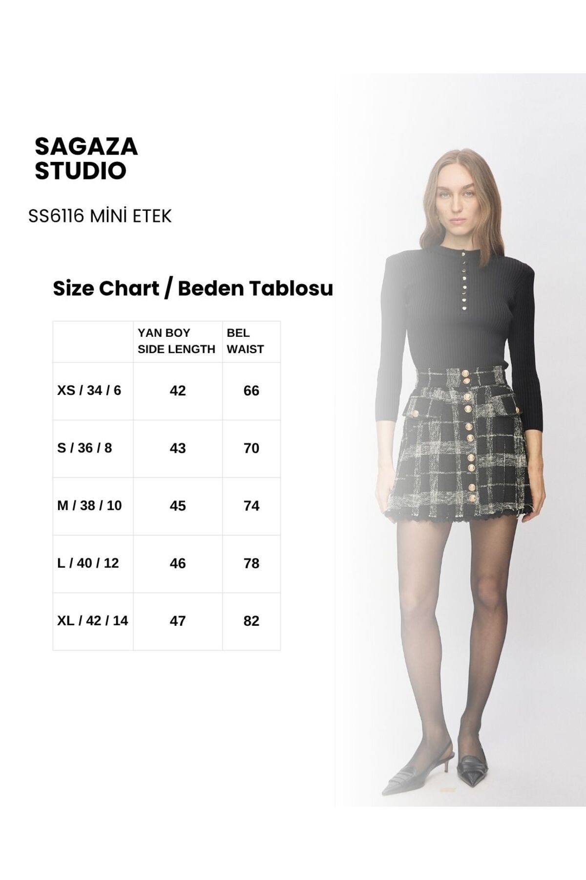 Sagaza Studio SS6116 Ekose Mini Etek