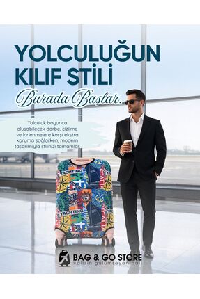 Bag & Go Store Valiz Koruyucu Kılıf Esnek Likralı Bavul Kılıfı Çizilmelere Ka...