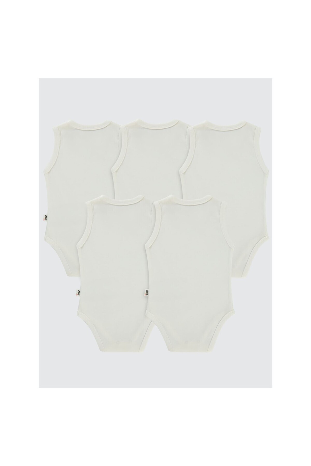 Civil Baby 5 li Düz Basic Sıfır Kol 3-9 Ay Çıtçıtlı Badi - Beyaz 6-9 Ay fotoğrafı 7 (önizleme)