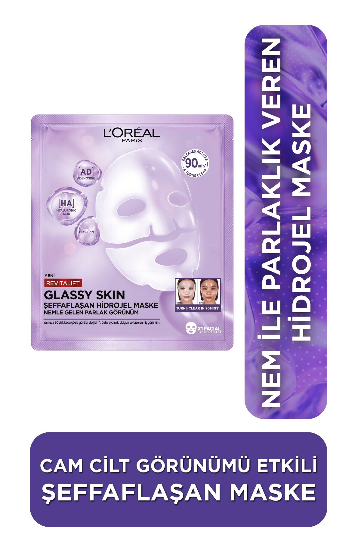 3 'lü Revitalift Glassy Skin Cam Cilt Görünümü Etkili Şeffaflaşan Işıltı & Nem Veren Hidrojel Maske — PKTREVGLASSYMASKE — تصویر 4 از 9