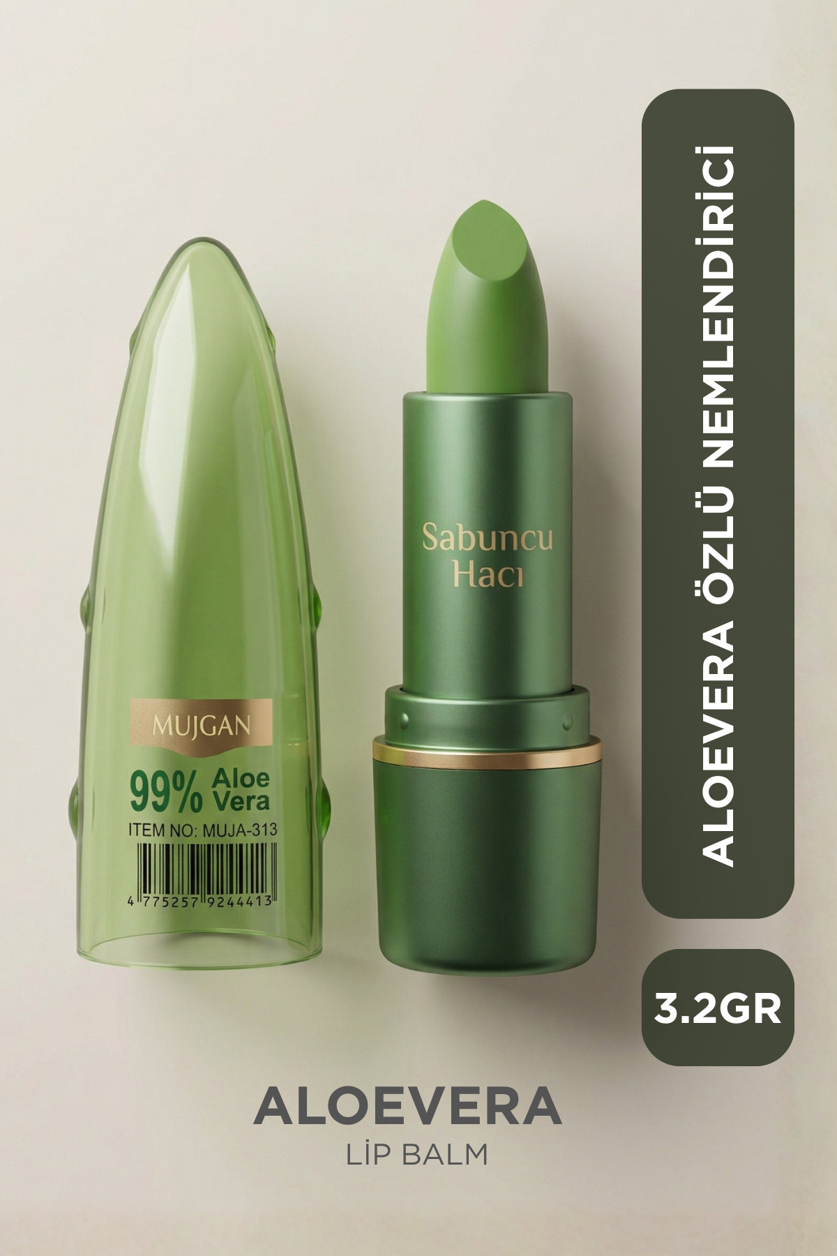 Aloe Vera Jel Sihirli Ruj – Dudak Nemlendirici ve Doğal Renk Veren Lipstick — سبز TRSHMMSHZRK000073