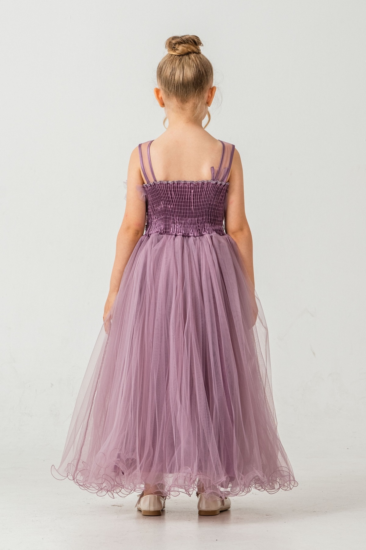 Mnk Baby&Kids Kız Çocuk Robası Katlı Özel Gün Abiye Elbise MNK0475 MÜRDÜM fotoğrafı 6 (önizleme)