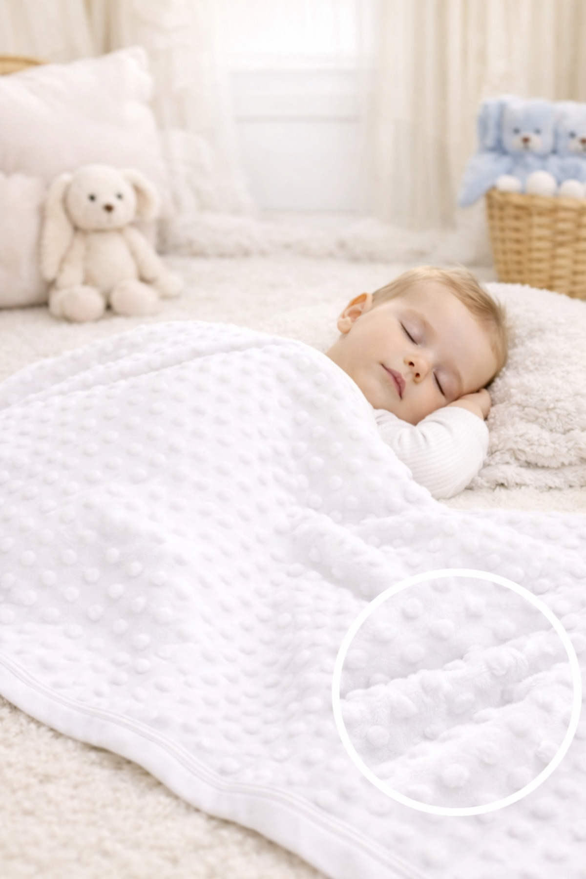 Bebella Ekru Nohut Çift Kat Kız Erkek Bebek Battaniyesi Kundağı Pamuklu Çok Amaçlı Örtü Mevsimlik 90x85cm fotoğrafı 2 (önizleme)