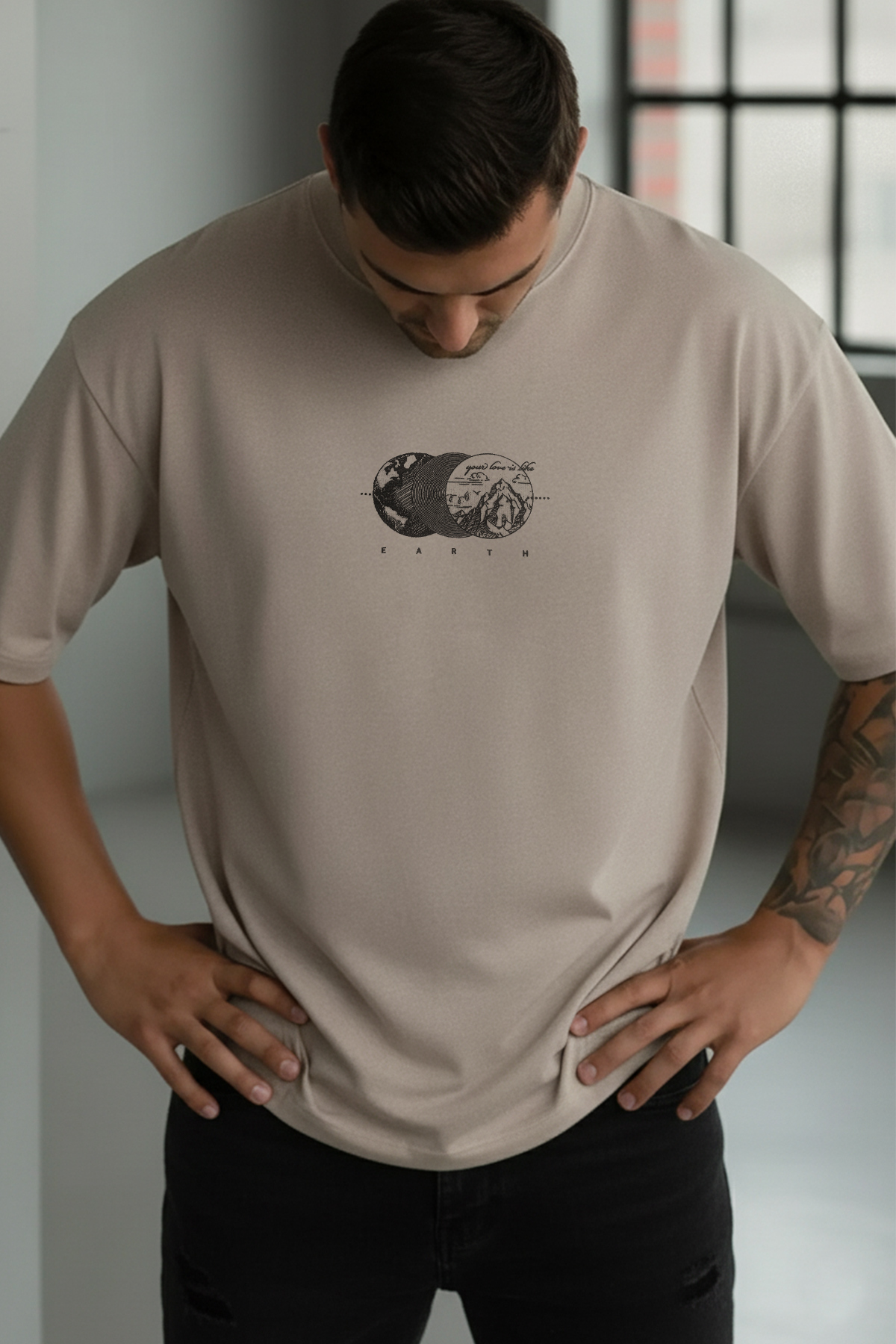 Millionaire Férfi Stone Earth Oversize Fit Laza, széles szabású, laza szabású...