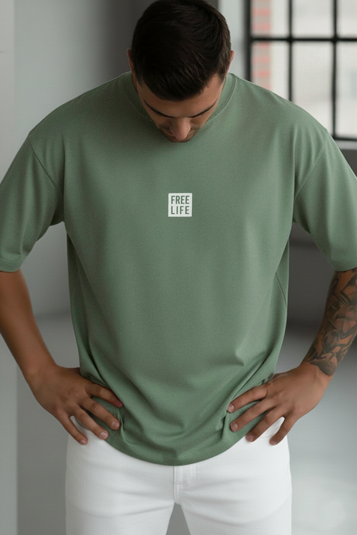 Teenage Millionaire Erkek Free Life Açık Yeşil Bisiklet Yaka Oversize Salas T-Shirt