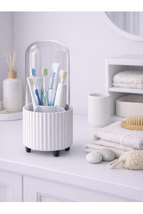 Blackstar Şeffaf Kapaklı Banyo Düzenleyici Organizer Beyaz