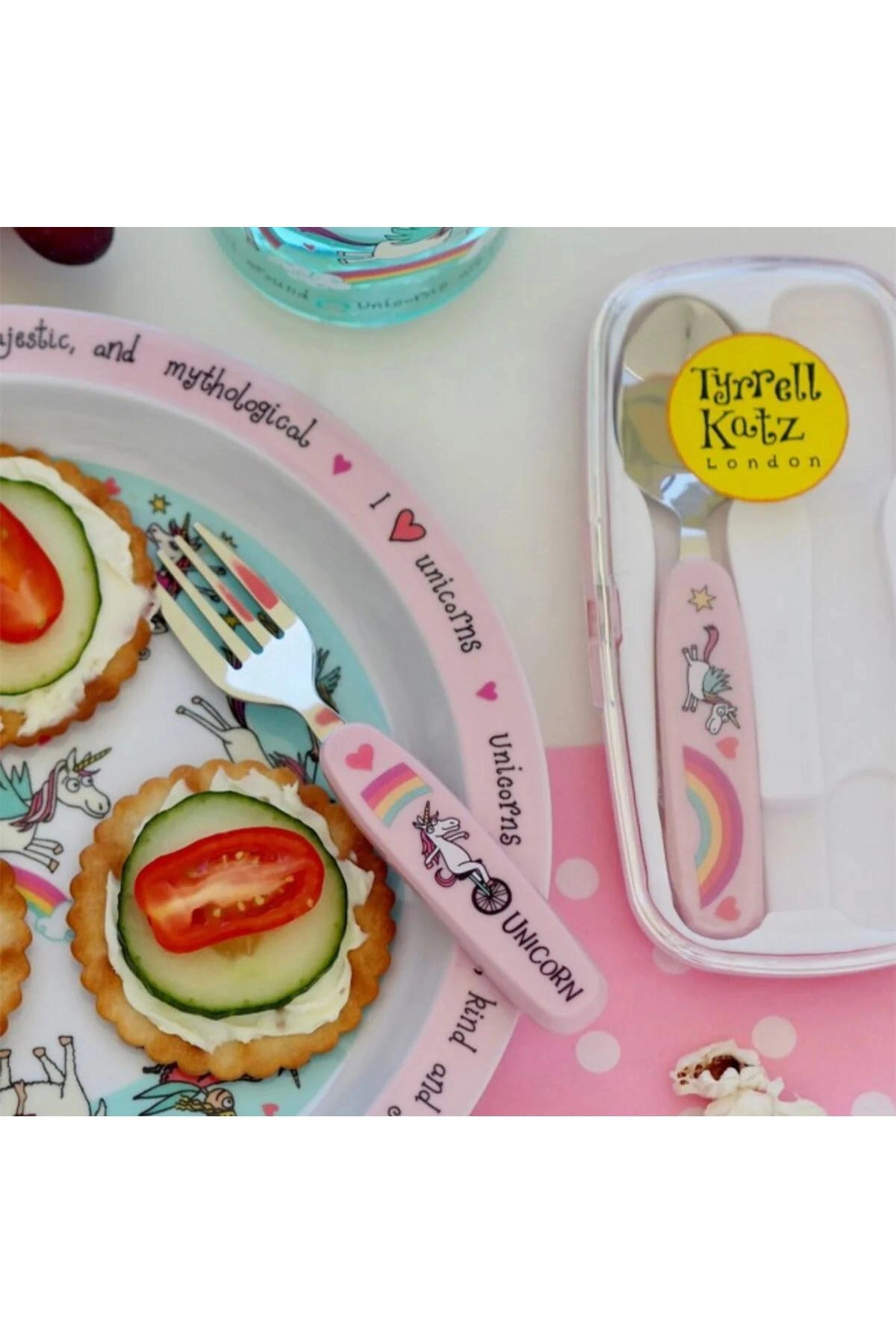 Tyrrell Katz Unicorn Desenli Kutulu Çocuk Çatal Kaşık Seti fotoğrafı 4 (önizleme)