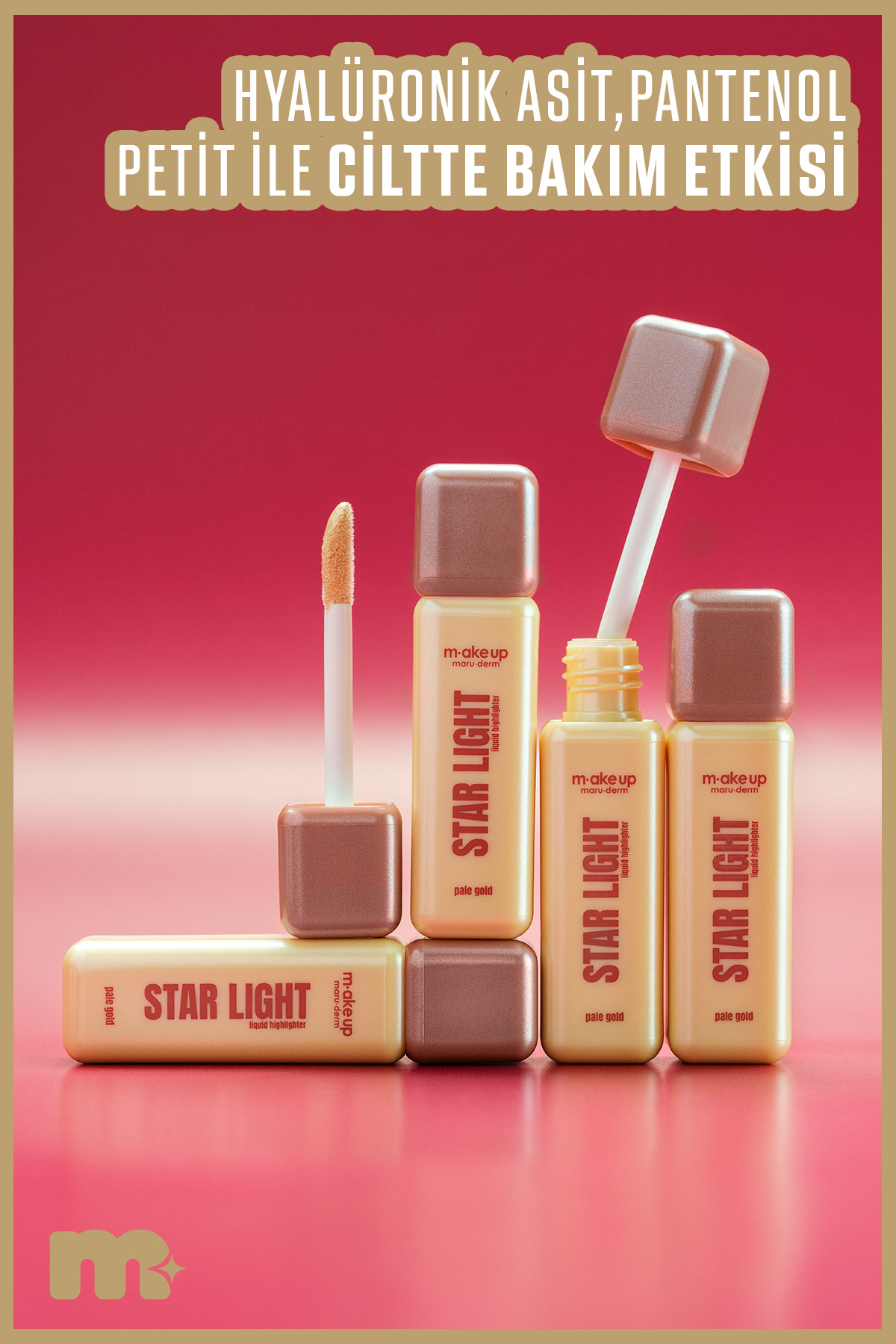 m.ake up maruderm Islak Bitişli Likit Aydınlatıcı – Liquid Highlighter Pale Gold — طلایی — تصویر 4 از 6