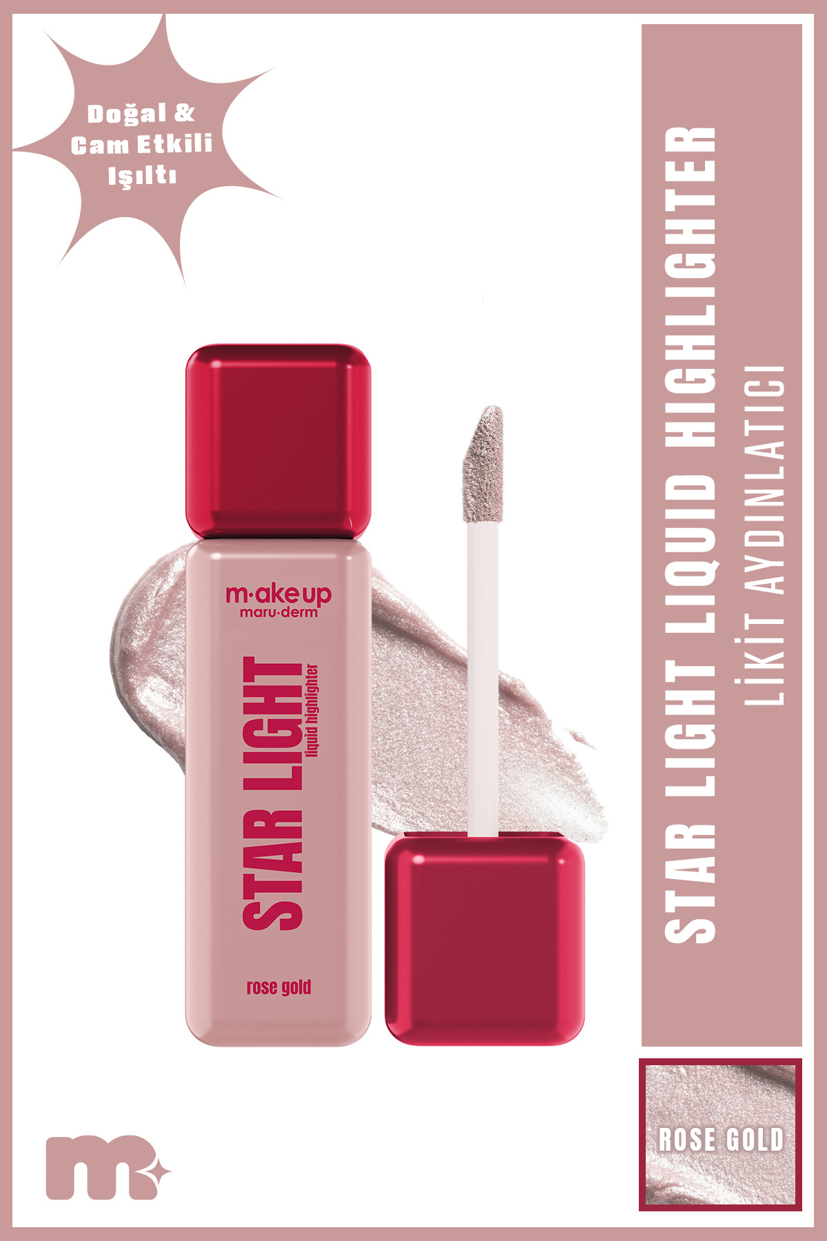 Maru.Derm make up maruderm Islak Bitişli Likit Aydınlatıcı – Liquid Highlighter Rose Gold