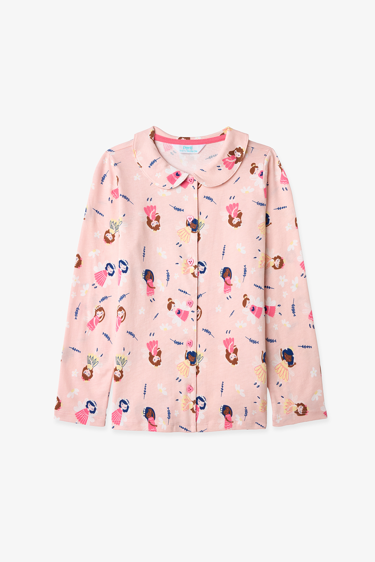 Penti Açık Pembe Kız Çocuk Fairy Uzun Kollu Düğmeli Pamuklu Gömlek Pijama Takımı fotoğrafı 4 (önizleme)