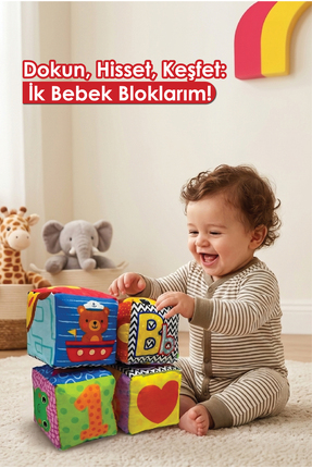 ŞENOL OYUNCAK Yumuşak Eğitici Aktivite Küpleri - Bebek Gelişim Oyuncağı (3+Ay)