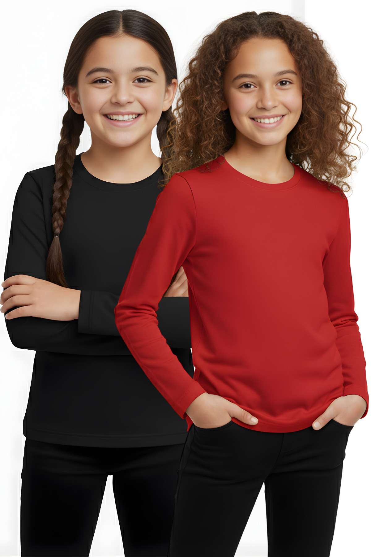 MK Mukko Kids Çocuk Uzun Kollu Tişört - Kız Erkek Çocuk 10'Lu Set Basic Mevsimlik Üst Badi T-shirt fotoğrafı 2 (önizleme)