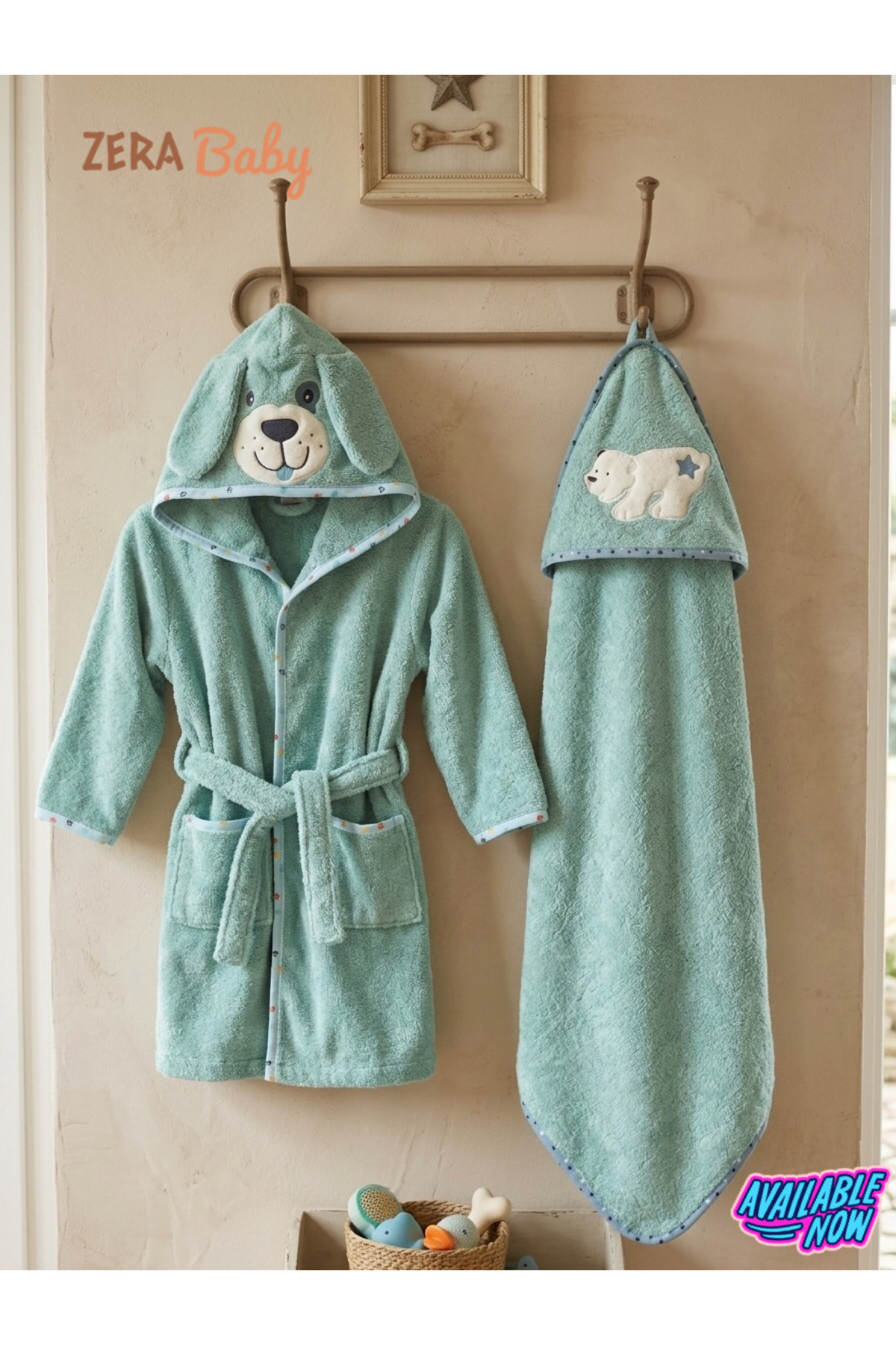 zera collection Bebek Bornoz Kundak Havlu Set - % 100 Pamuk Kız ve Erkek bebek fotoğrafı 2 (önizleme)