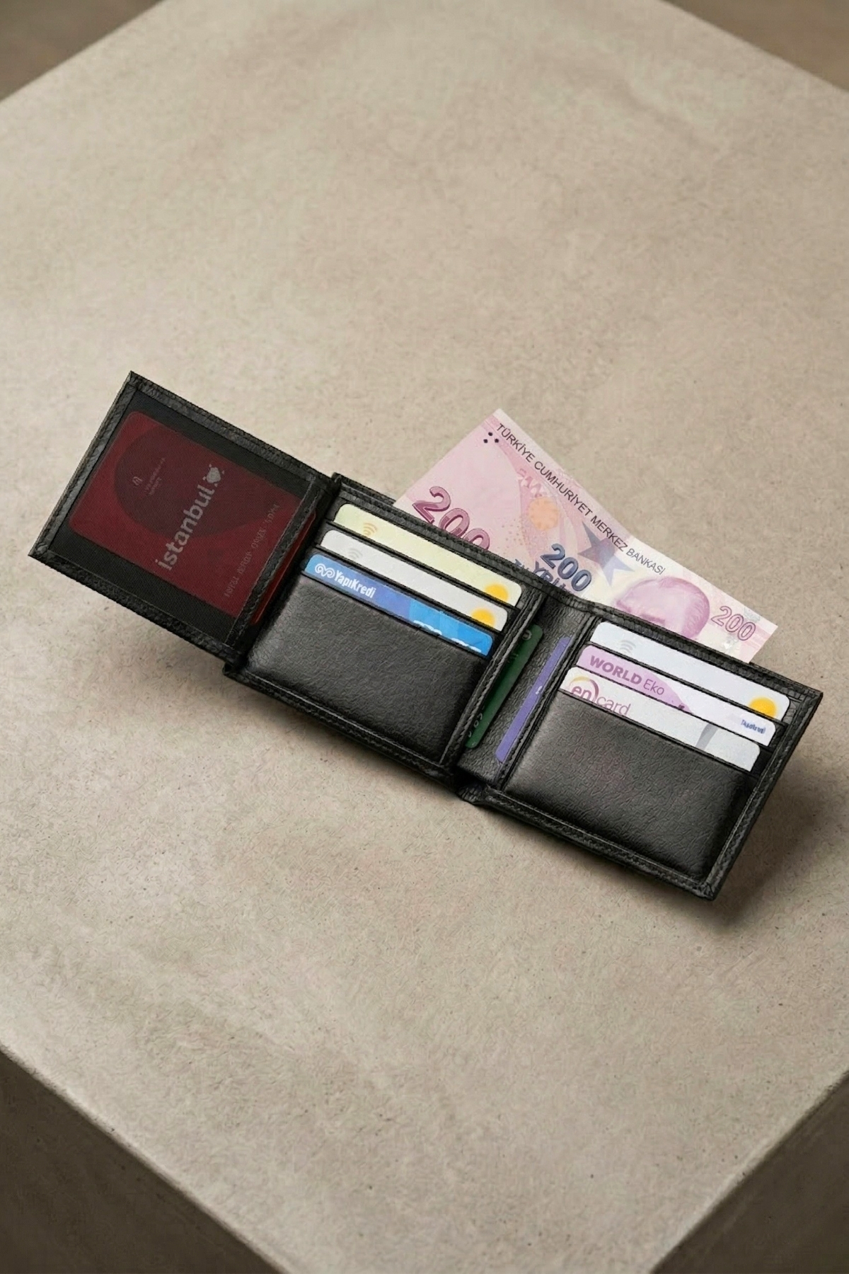 VANİLLA COLLECTİON Siyah Hakiki Deri Cüzdan Kişiye Özel İsim Baskılı 11 Kartlık Ve Çift Para Bölmeli İnce Model