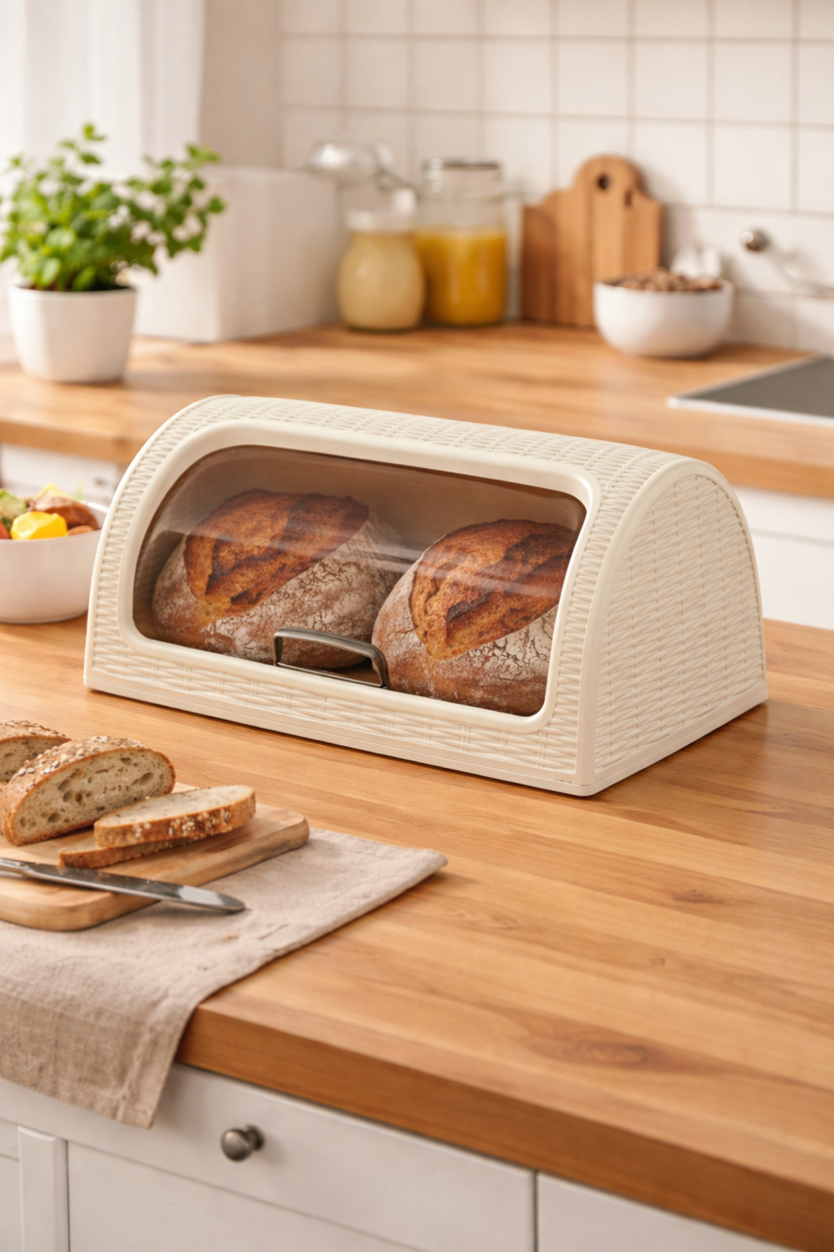Bread Box Bread Basket with Sliding Lid