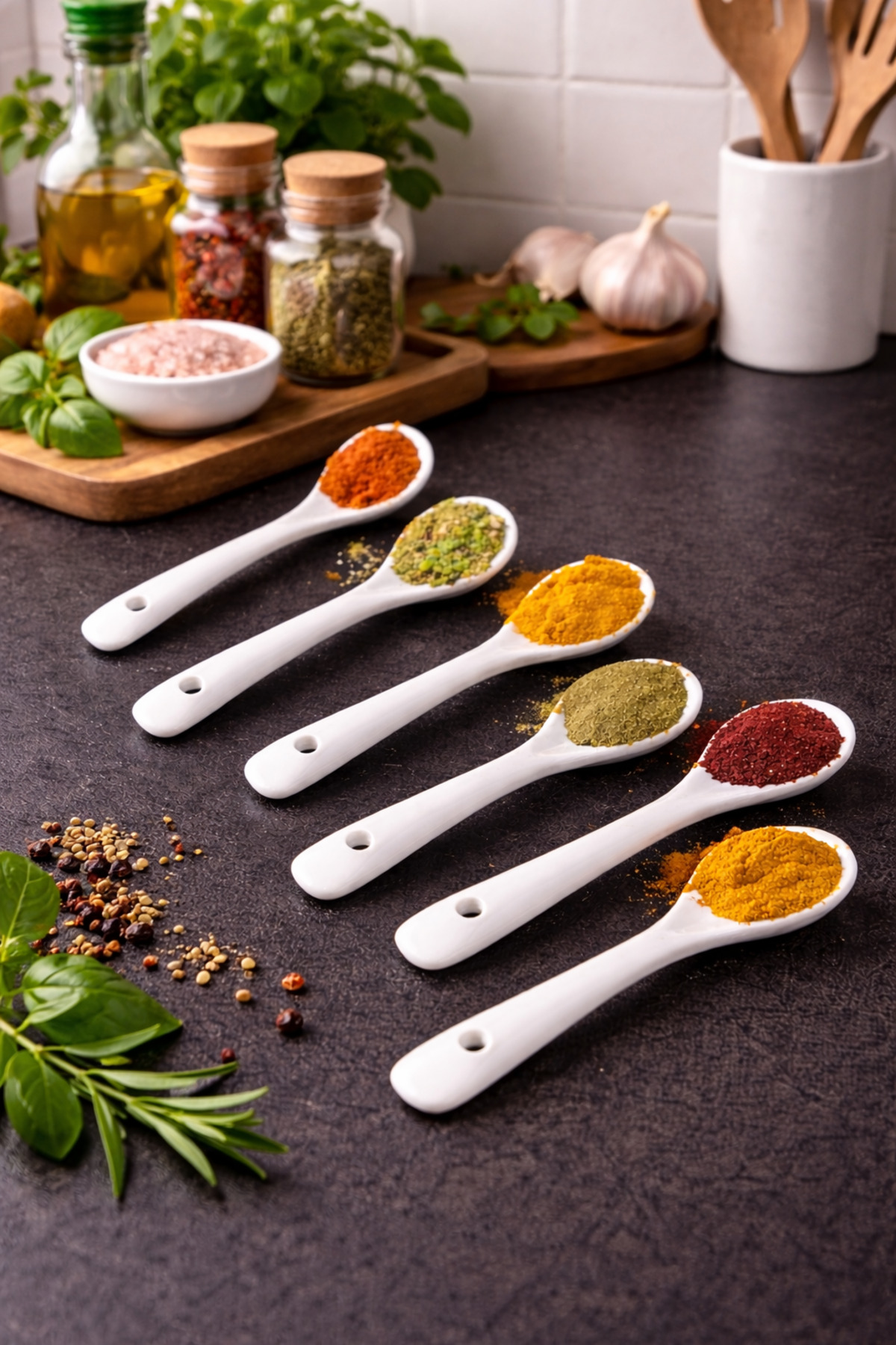 EcoVibe 6 Adet Beyaz Porselen Servis ve Baharat Kaşığı Mama Şeker Çay Tatlı Reçel Kahvaltılık Kaşığı 12cm fotoğrafı 5 (önizleme)