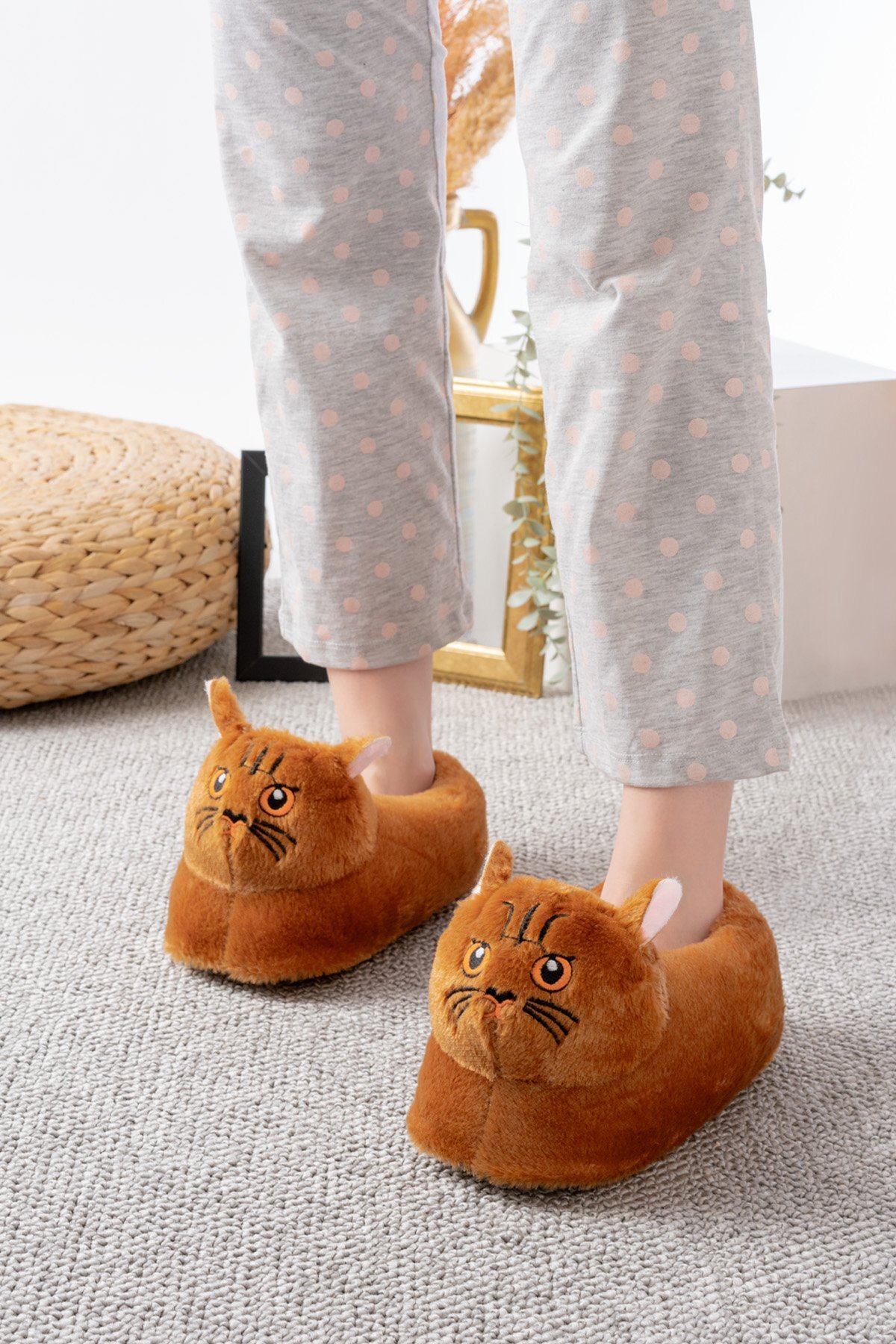 Slipcat Kedi Figürlü Peluş Panduf Ev Pandufu Unisex görsel 3